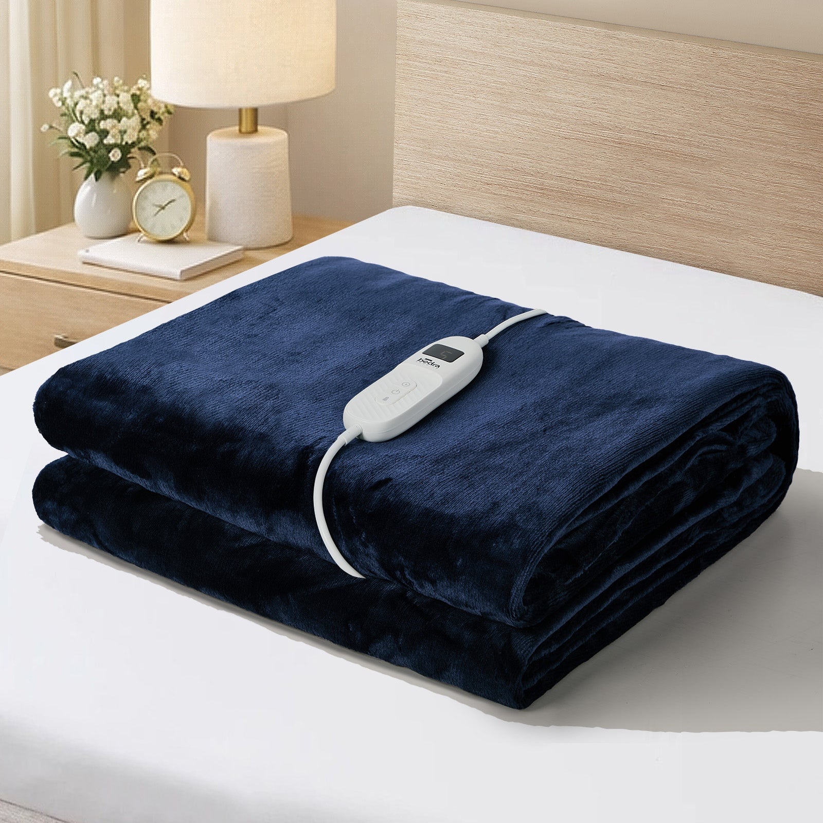 Bedra Electric Throw Rug Washable Heated Blanket Flannel Fleece Winter Warm Blue - Sunyee