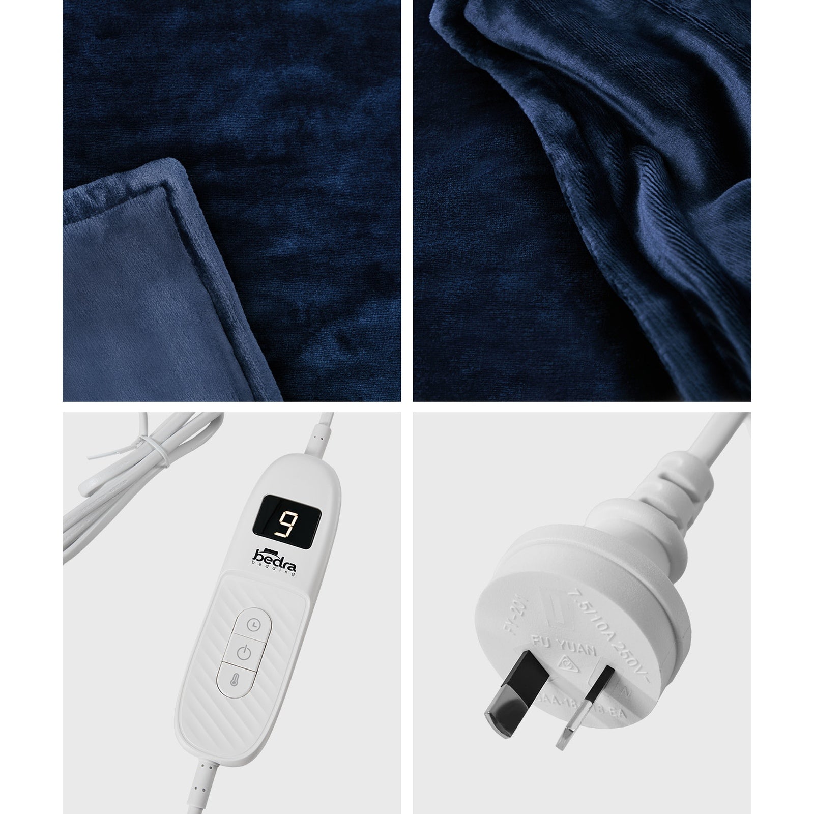 Bedra Electric Throw Rug Washable Heated Blanket Flannel Fleece Winter Warm Blue - Sunyee