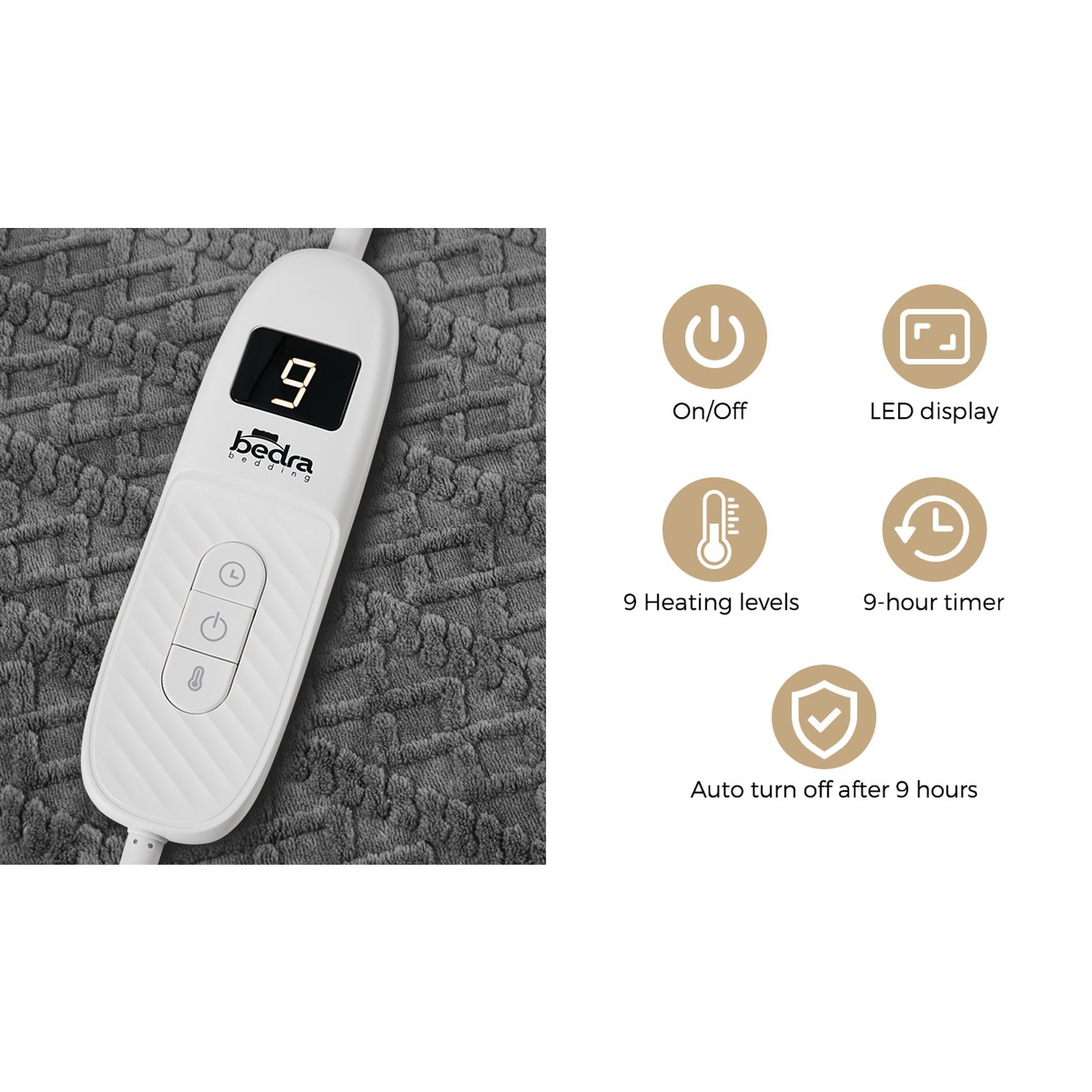 Bedra Electric Throw Rug Dual Side Heated Blanket Flannel&Sherpa Square Pattern - Sunyee