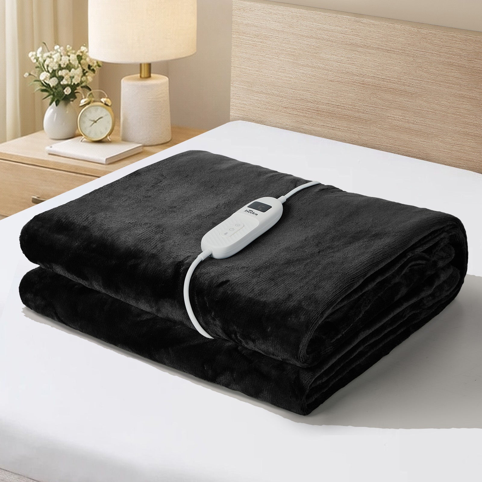 Bedra Electric Throw Rug Washable Heated Blanket Flannel Fleece Winter Warm Grey - Sunyee