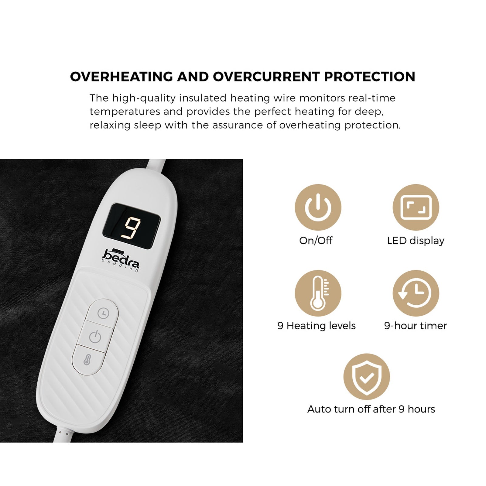 Bedra Electric Throw Rug Washable Heated Blanket Flannel Fleece Winter Warm Grey - Sunyee