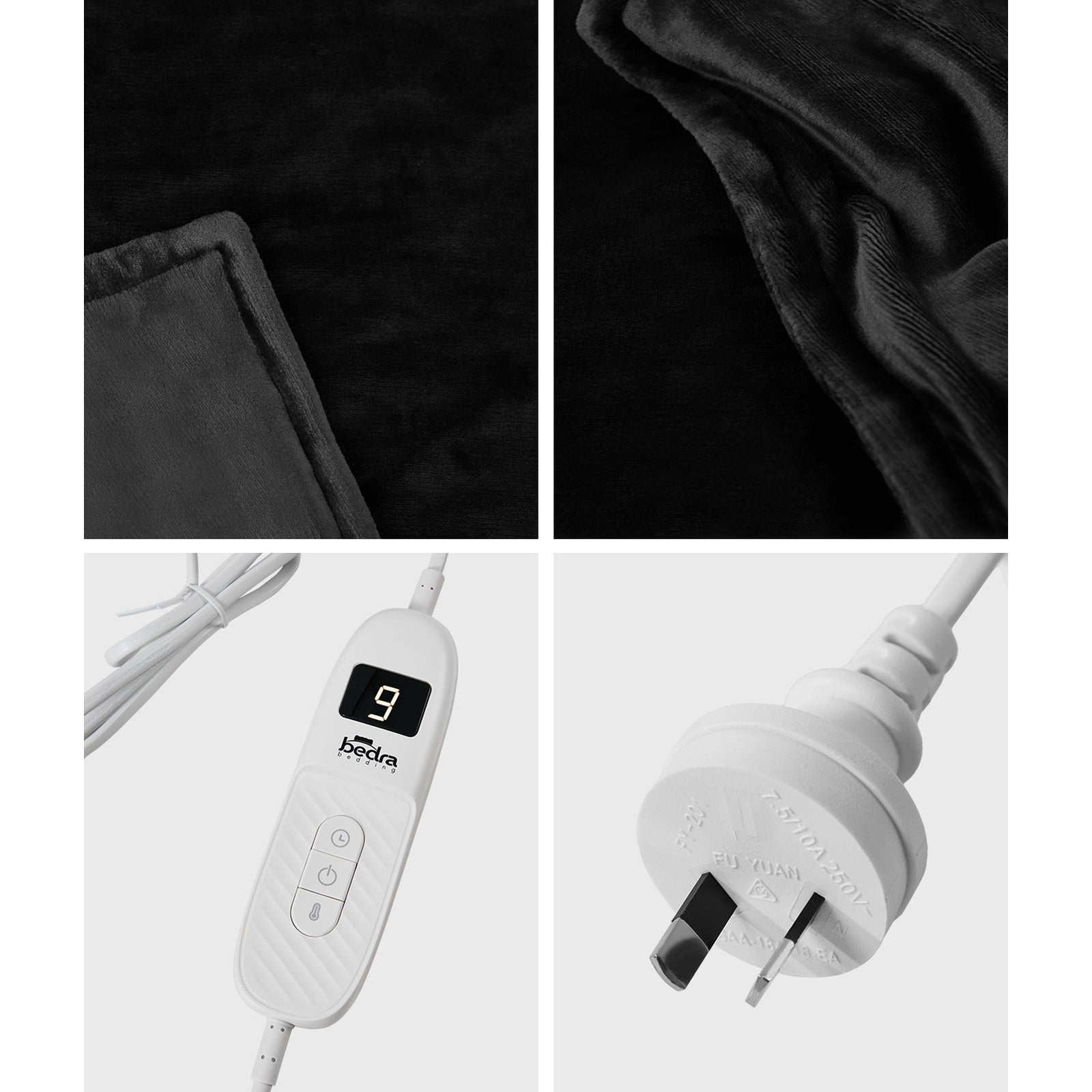 Bedra Electric Throw Rug Washable Heated Blanket Flannel Fleece Winter Warm Grey - Sunyee