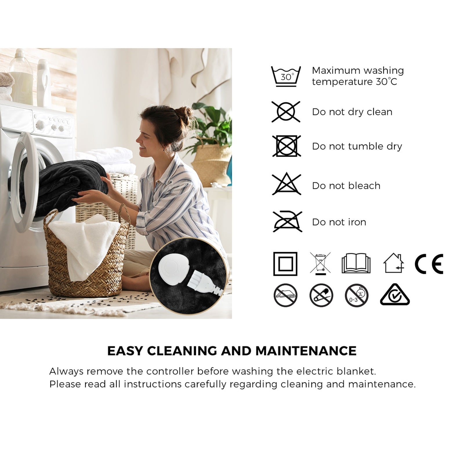 Bedra Electric Throw Rug Washable Heated Blanket Flannel Fleece Winter Warm Grey - Sunyee