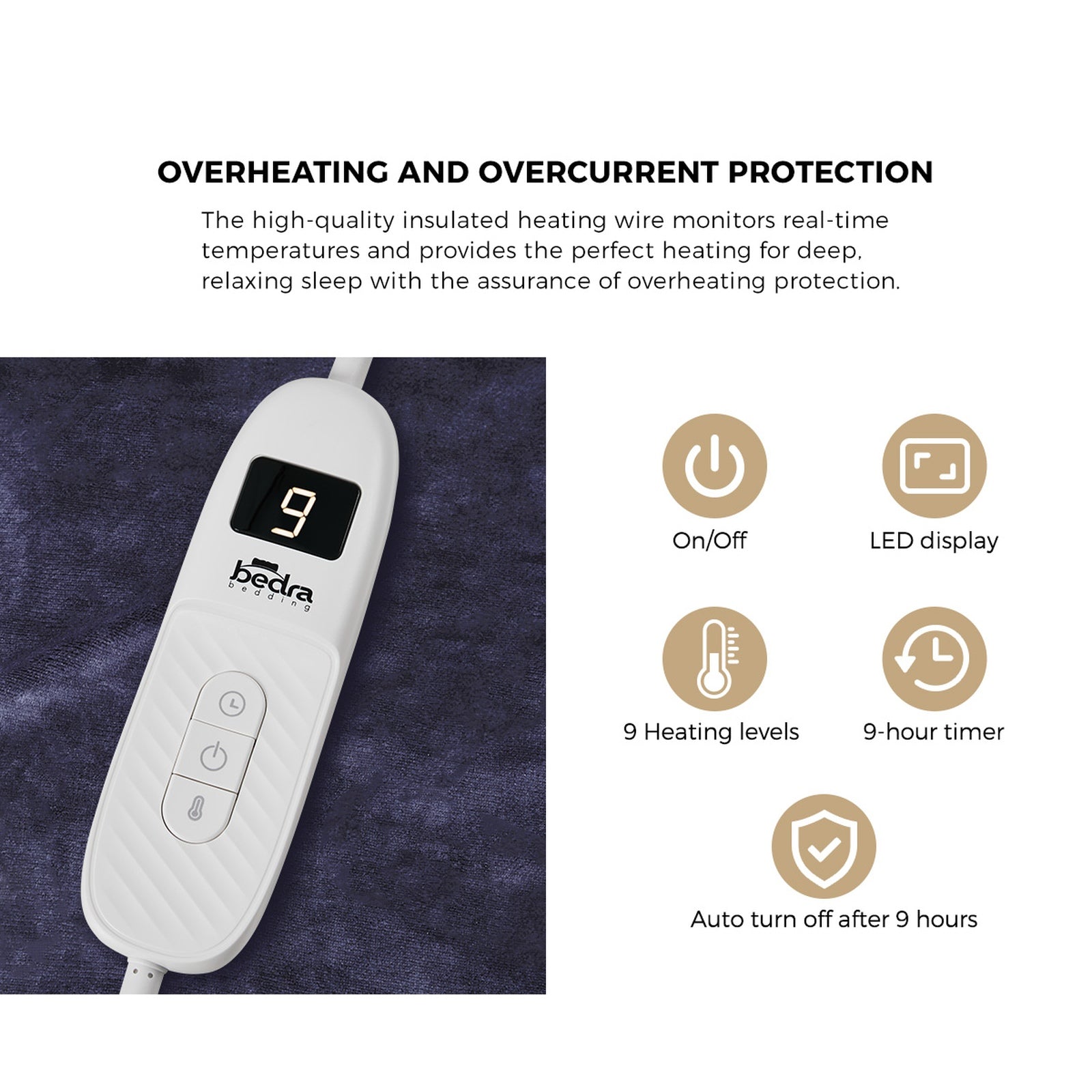 Bedra Electric Throw Rug Washable Heated Blanket Flannel Winter Warm Purple - Sunyee