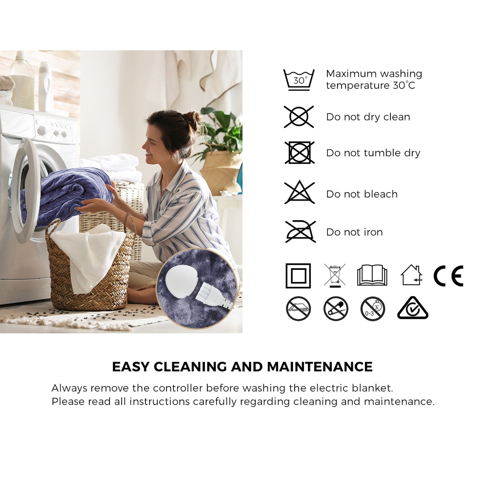 Bedra Electric Throw Rug Washable Heated Blanket Flannel Winter Warm Purple - Sunyee