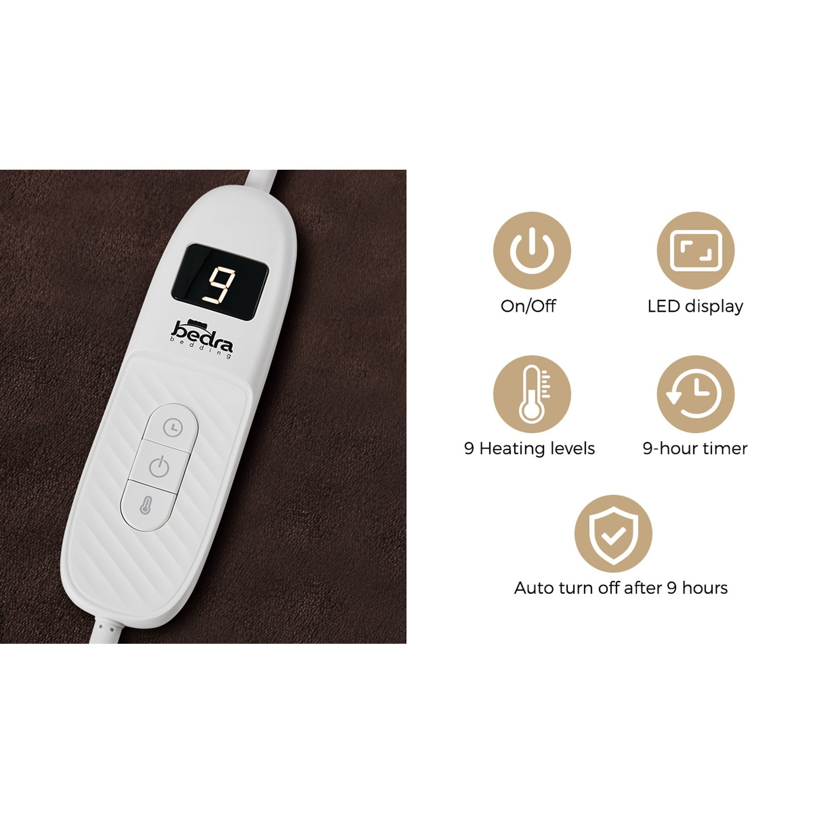 Bedra Electric Throw Rug Dual Side Heated Blanket Flannel&Sherpa Brown - Sunyee