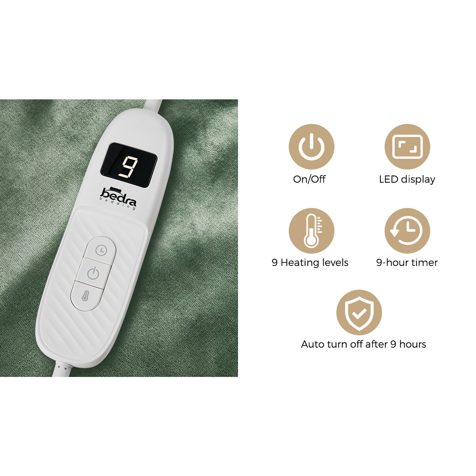 Bedra Electric Throw Rug Dual Side Heated Blanket Flannel&Sherpa Green - Sunyee