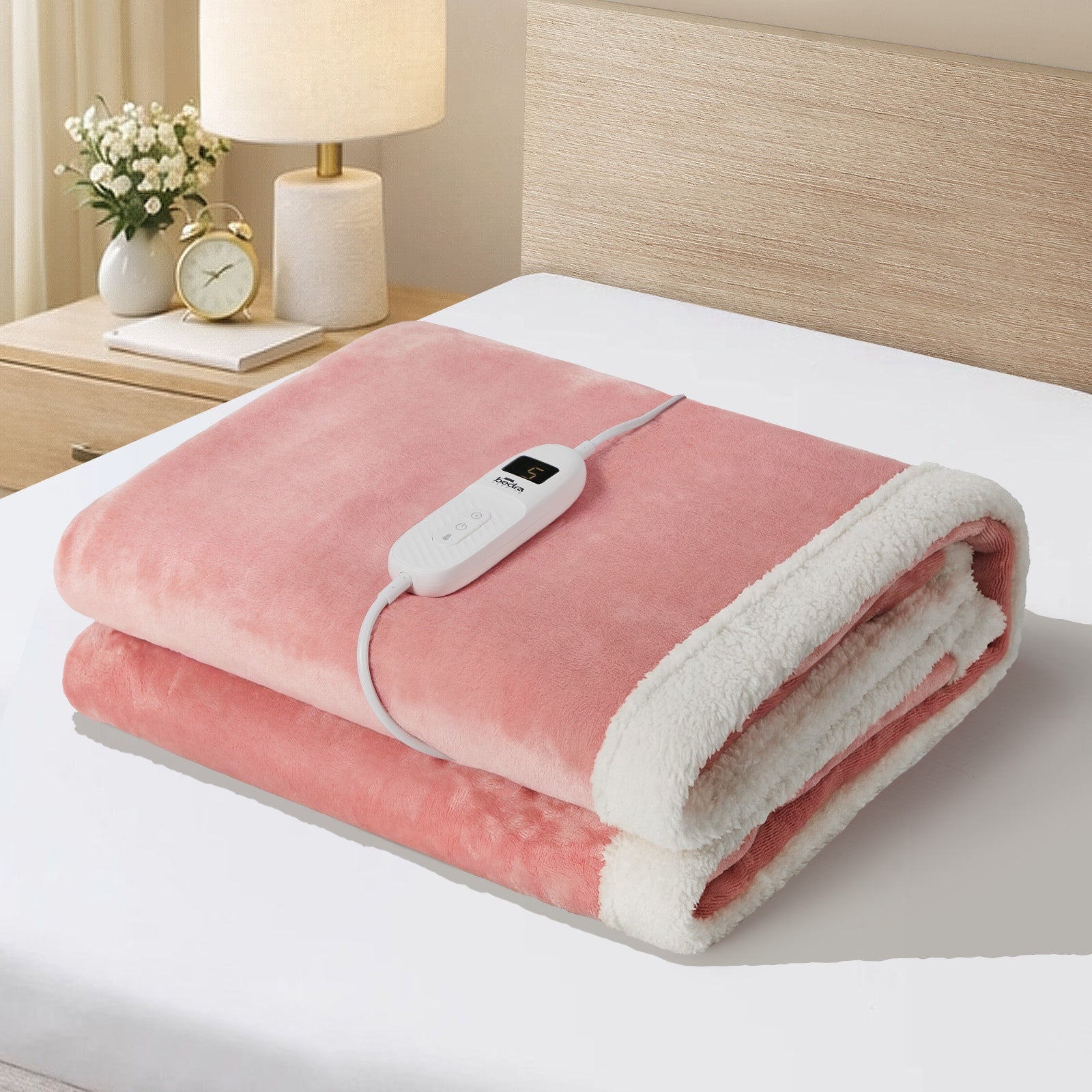 Bedra Electric Throw Rug Dual Side Heated Blanket Flannel&Sherpa Pink - Sunyee