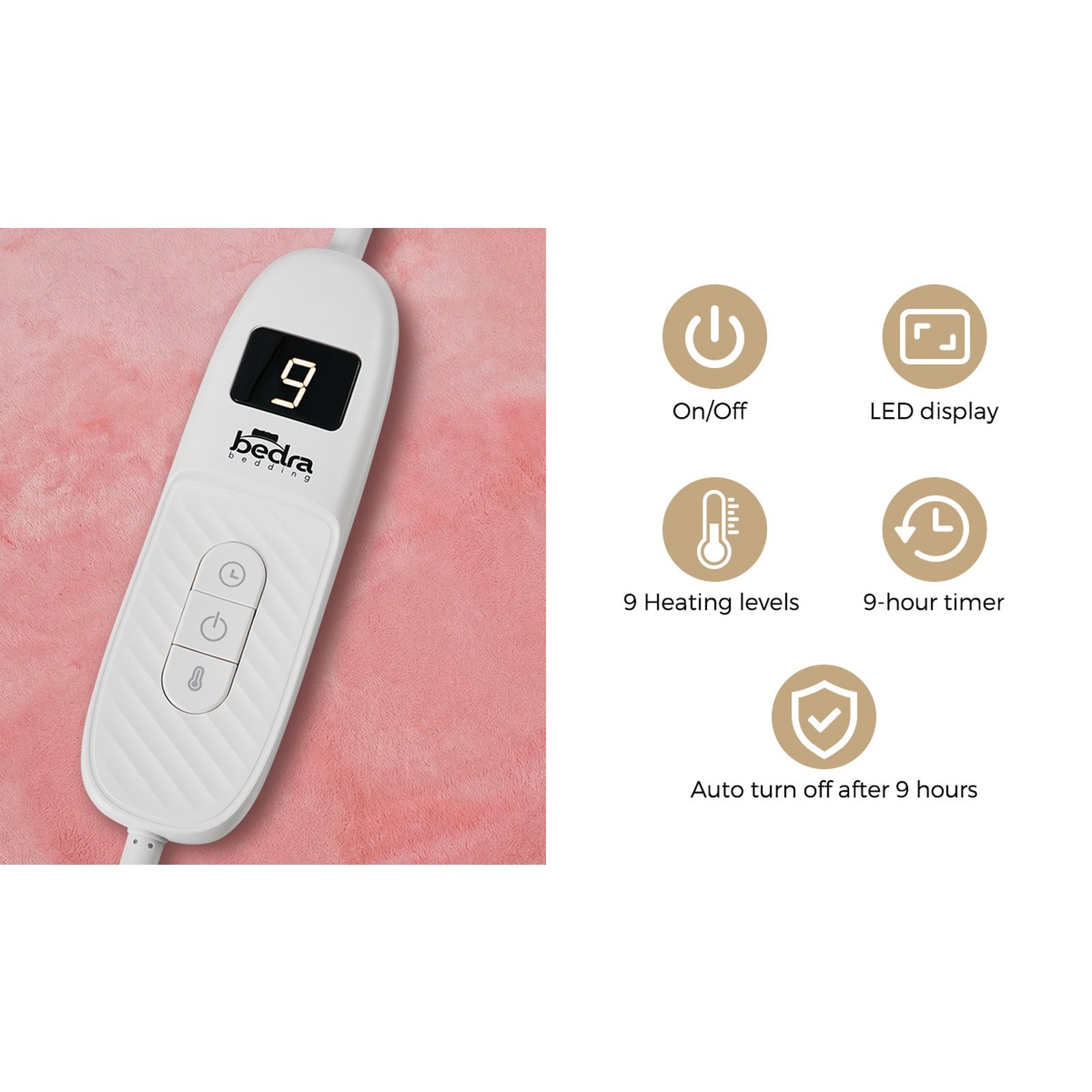 Bedra Electric Throw Rug Dual Side Heated Blanket Flannel&Sherpa Pink - Sunyee