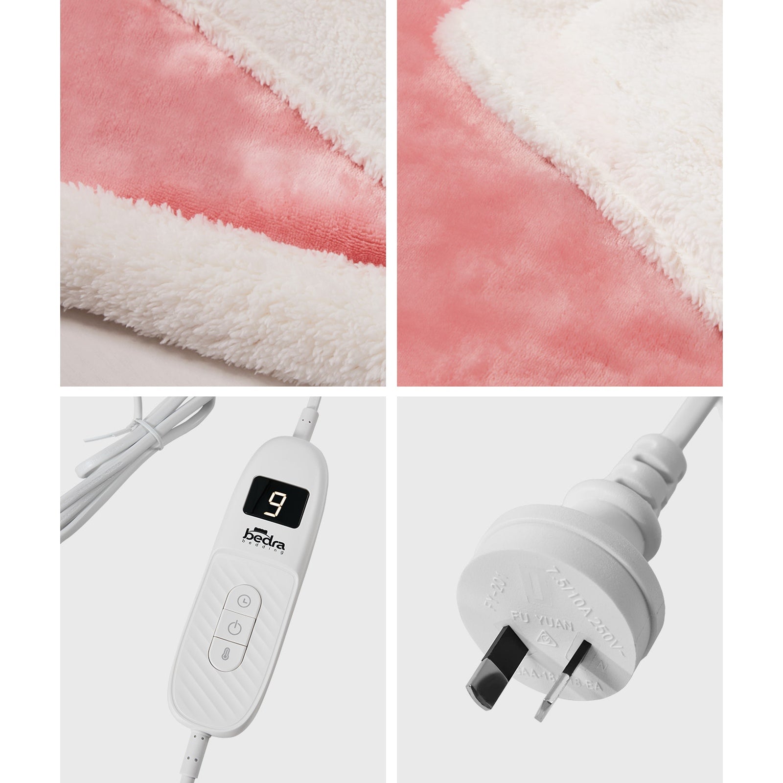 Bedra Electric Throw Rug Dual Side Heated Blanket Flannel&Sherpa Pink - Sunyee