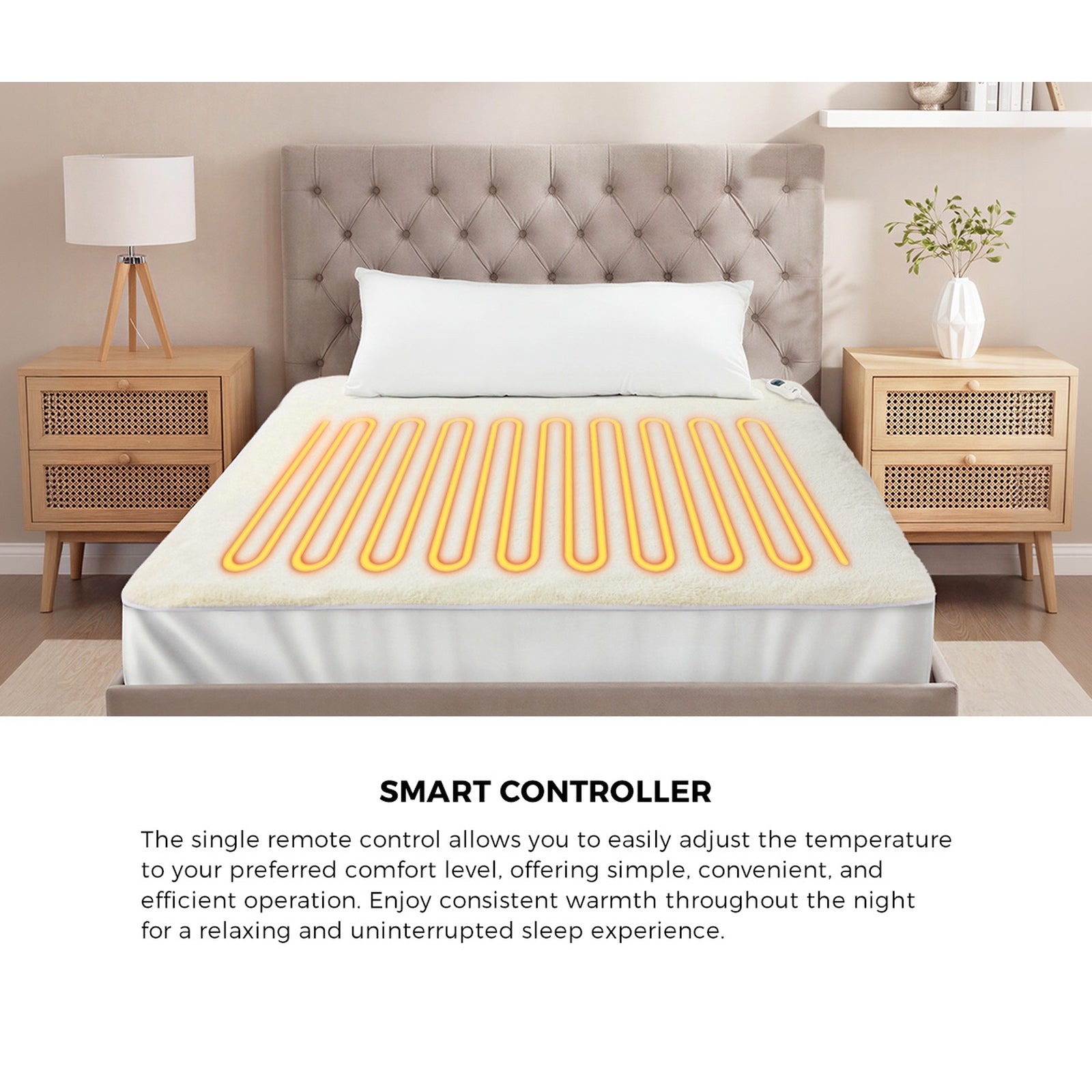 Bedra Electric Heated Blanket Fully Fitted Fleece Underlay Winter Pad KingSingle - Sunyee