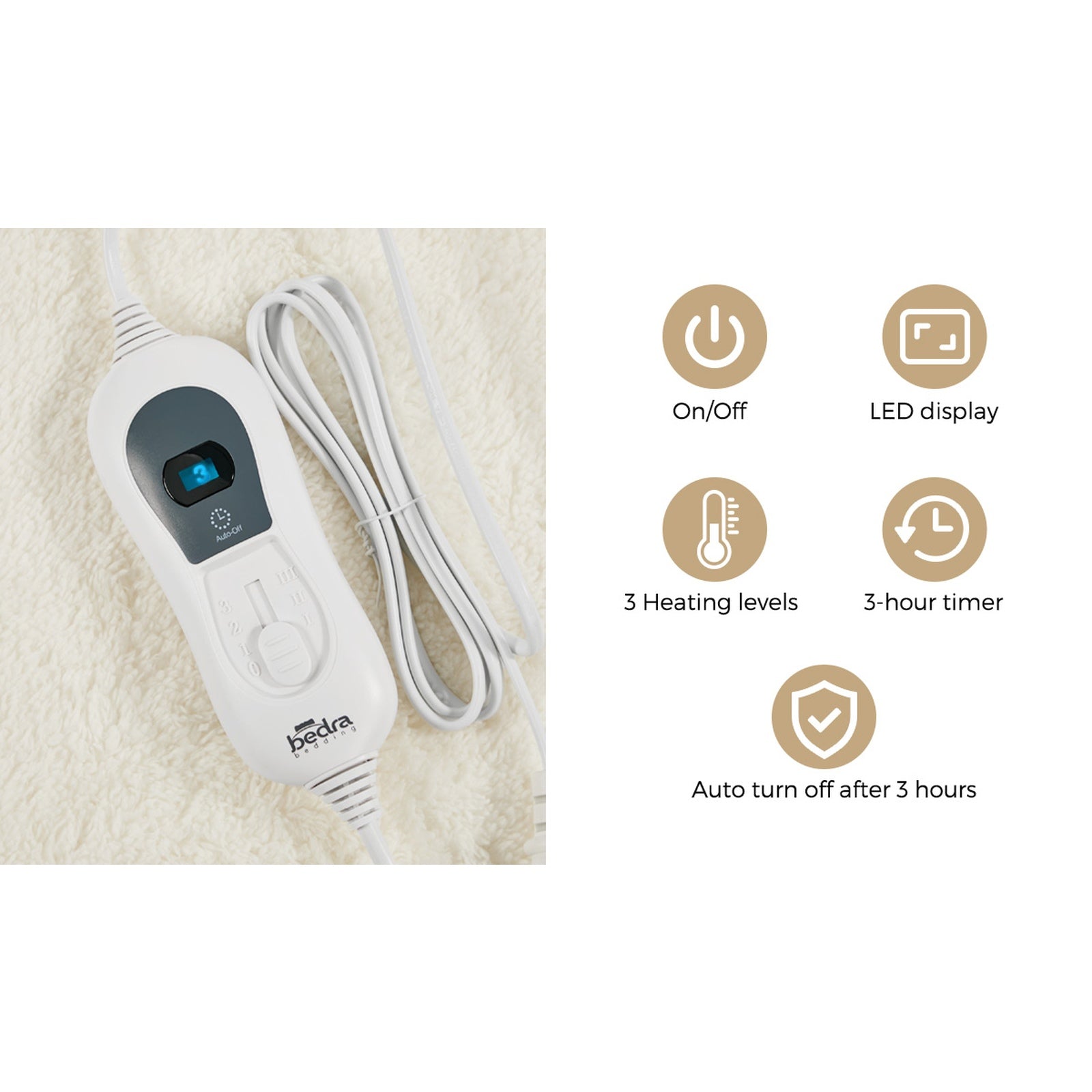 Bedra Electric Heated Blanket Fully Fitted Fleece Underlay Winter Pad Queen - Sunyee