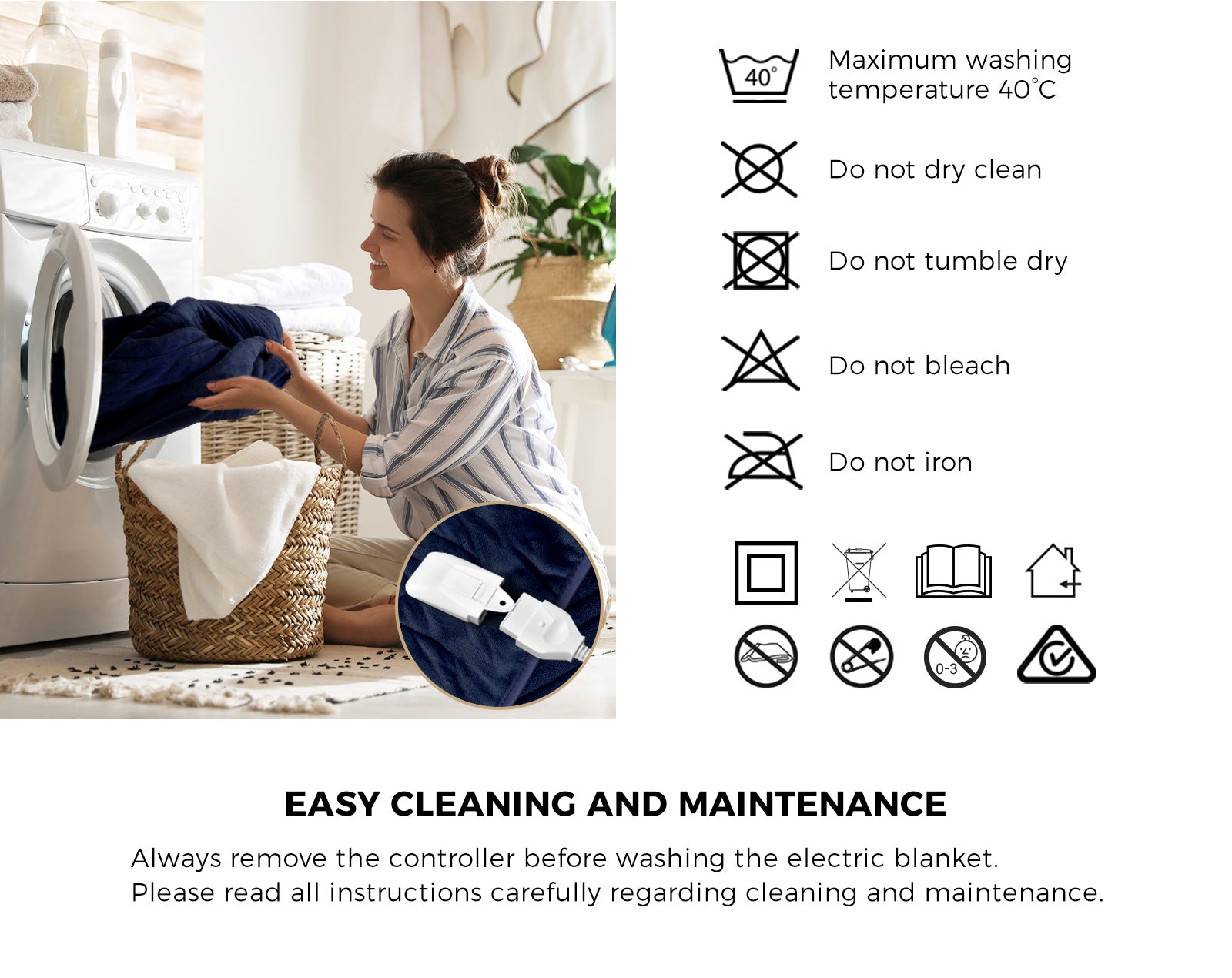 Bedra Washable Electric Heated Throw Rug Flannel Warm Snuggle Blanket Blue - Sunyee