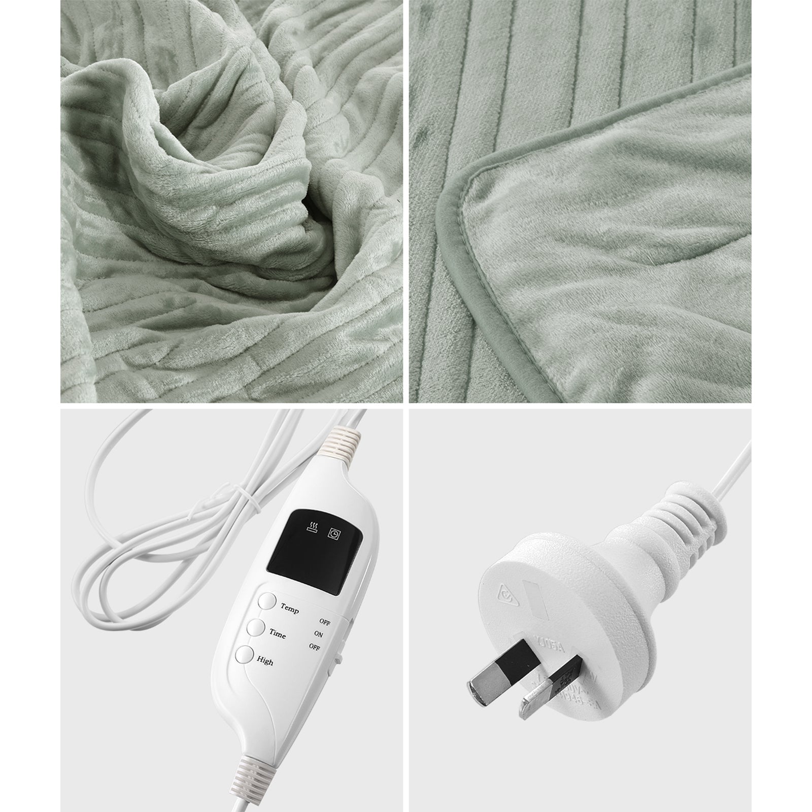 Bedra Electric Heated Blanket Washable Throw Rug Coral Fleece Light Green - Sunyee