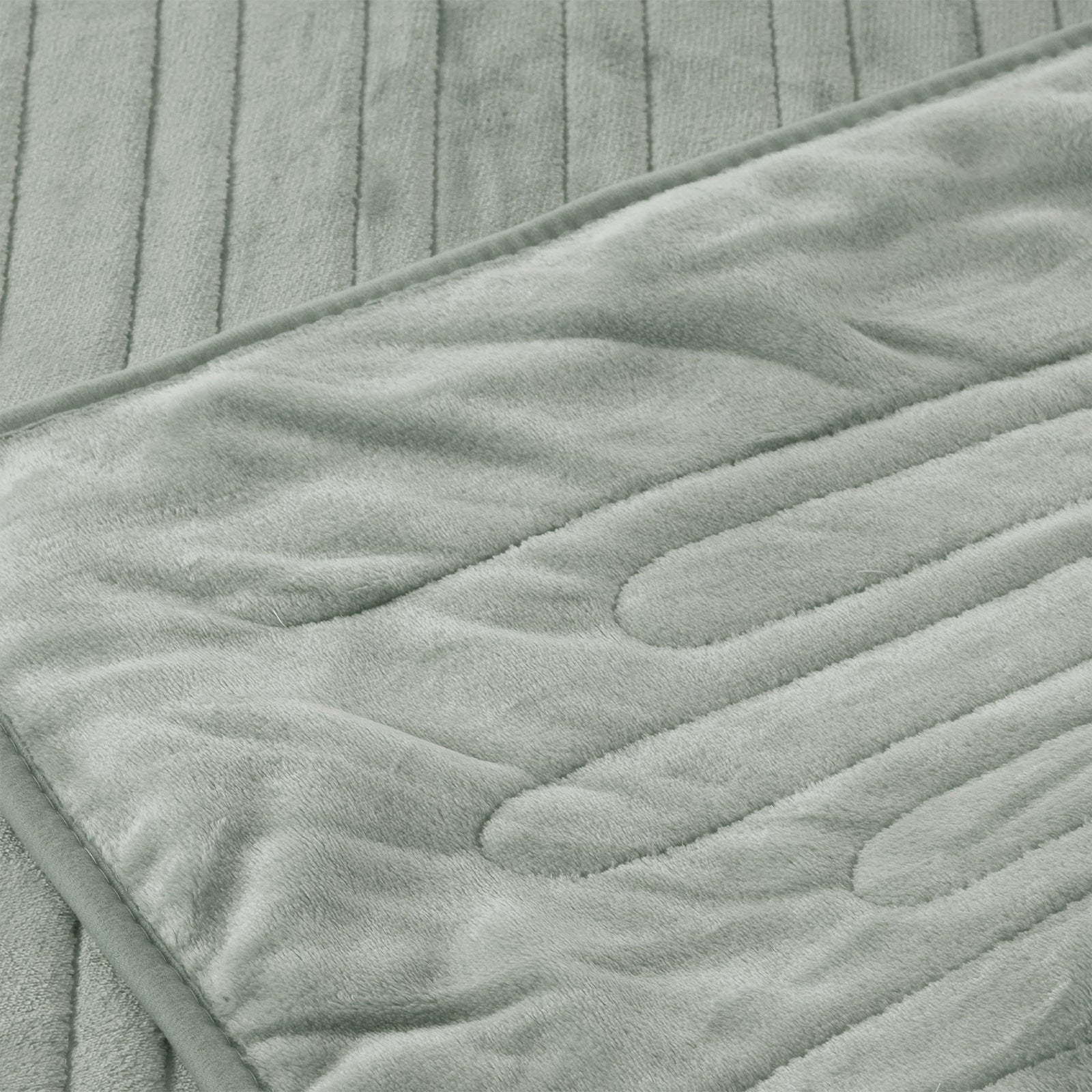 Bedra Electric Heated Blanket Washable Throw Rug Coral Fleece Light Green - Sunyee