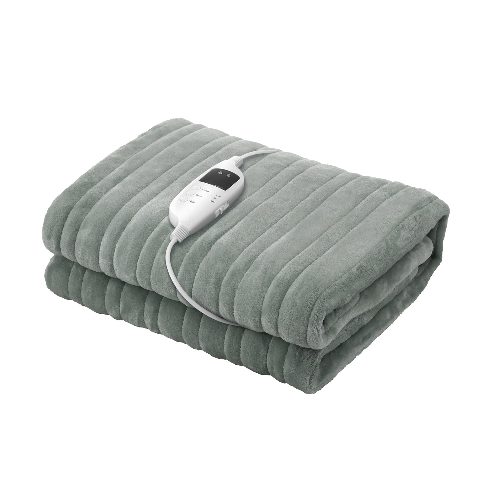 Bedra Electric Heated Blanket Washable Throw Rug Coral Fleece Light Green - Sunyee