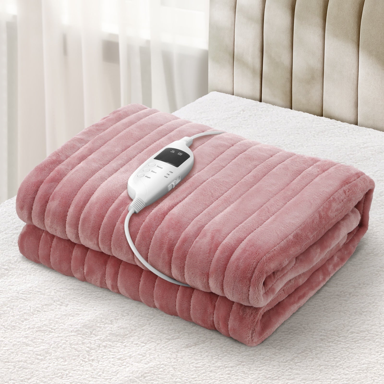 Bedra Washable Electric Heated Throw Rug Flannel Snuggle Blanket Winter Pink - Sunyee
