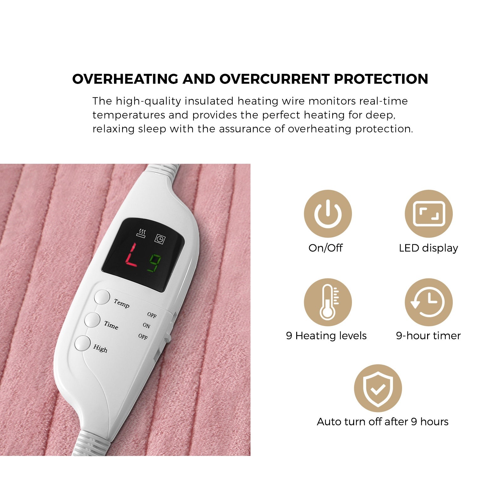 Bedra Washable Electric Heated Throw Rug Flannel Snuggle Blanket Winter Pink - Sunyee