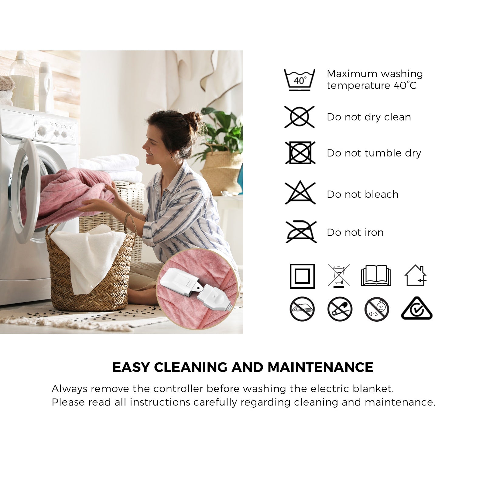 Bedra Washable Electric Heated Throw Rug Flannel Snuggle Blanket Winter Pink - Sunyee