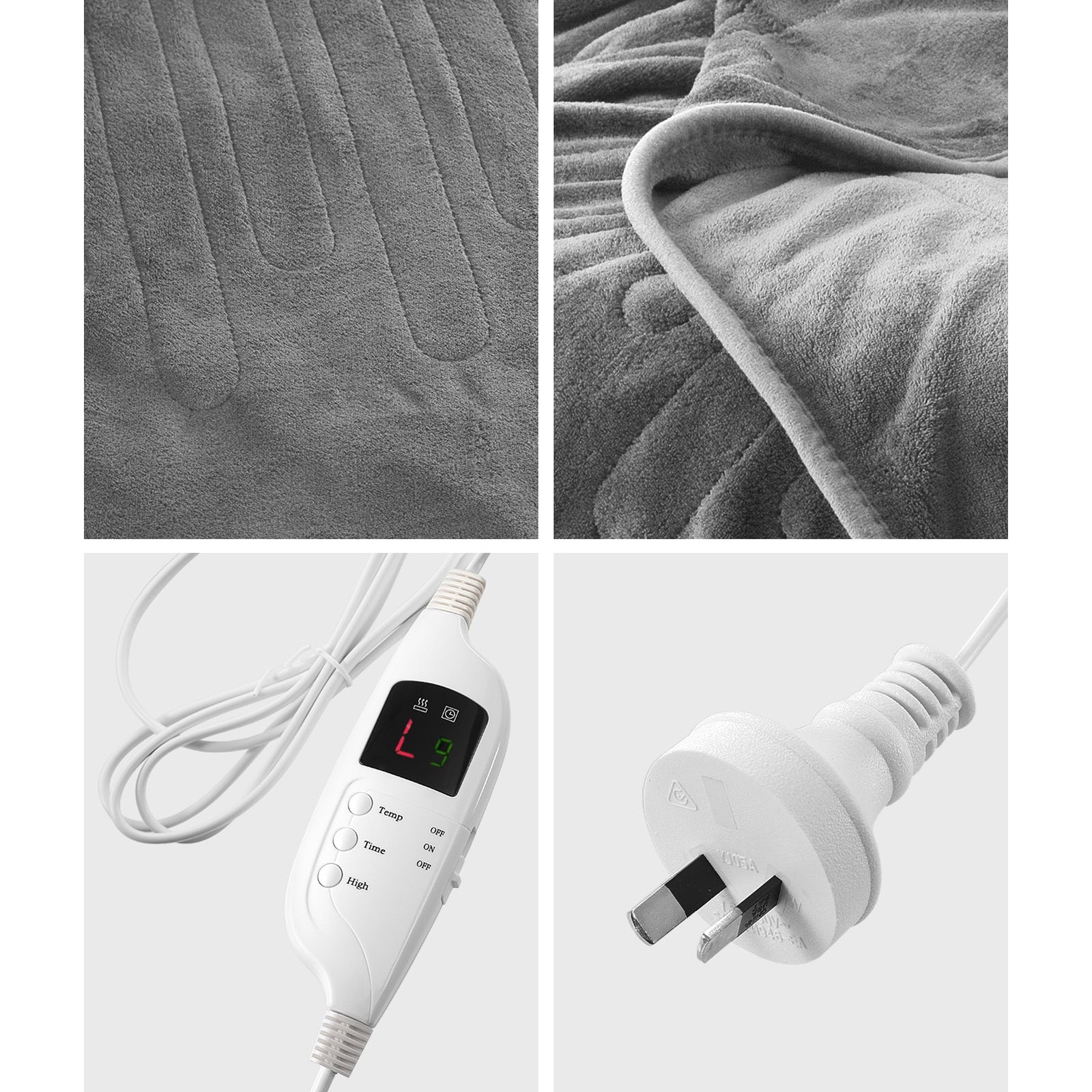 Bedra Electric Heated Throw Rug Washable Blanket Snuggle Flannel Winter Silver - Sunyee