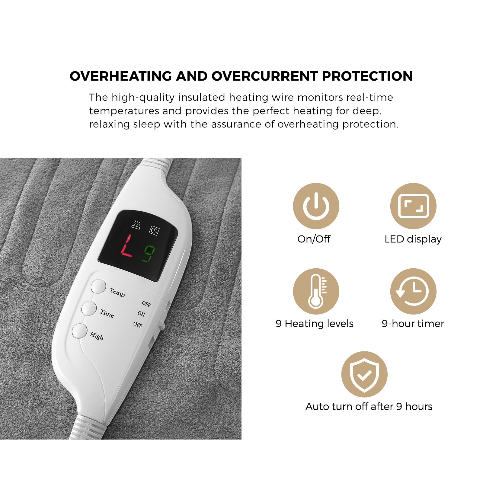 Bedra Electric Heated Throw Rug Washable Blanket Snuggle Flannel Winter Silver - Sunyee