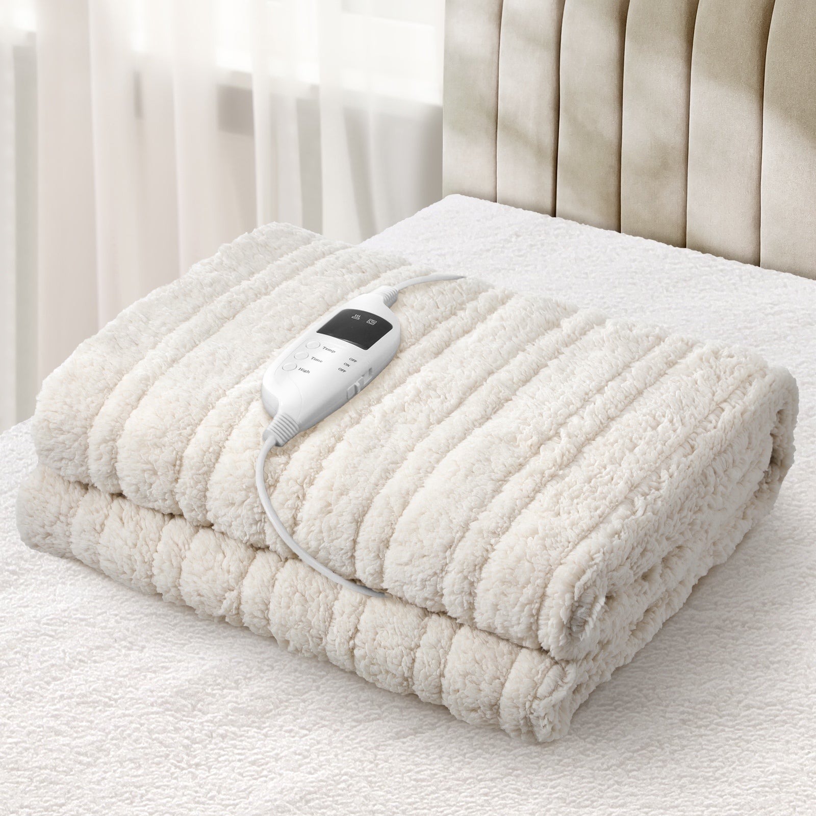Bedra Electric Throw Rug Heated Blanket Washable Sherpa Flannel Winter Warming - Sunyee
