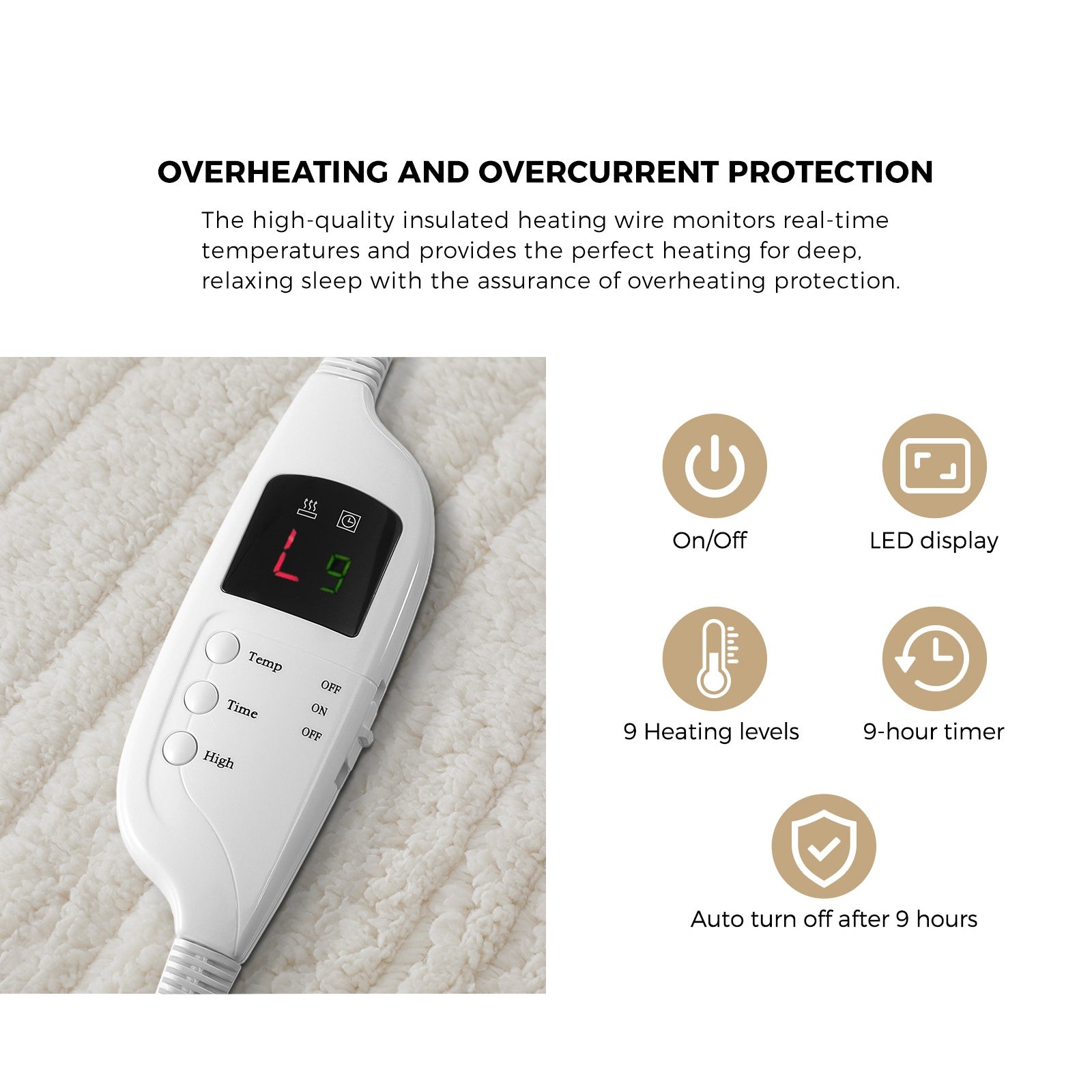 Bedra Electric Throw Rug Heated Blanket Washable Sherpa Flannel Winter Warming - Sunyee