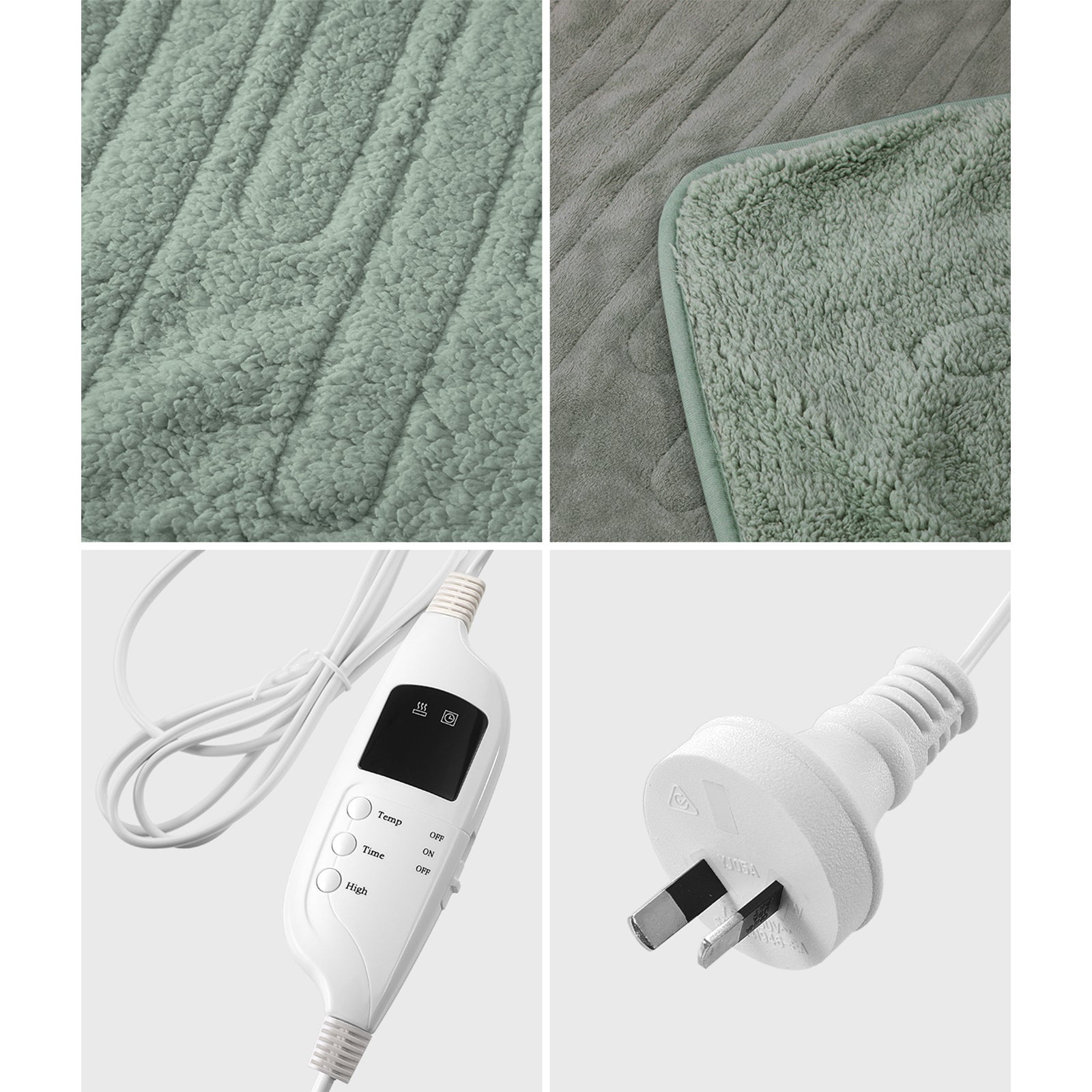 Bedra Electric Heated Blanket Washable Throw Rug Sherpa Coral Fleece Green - Sunyee