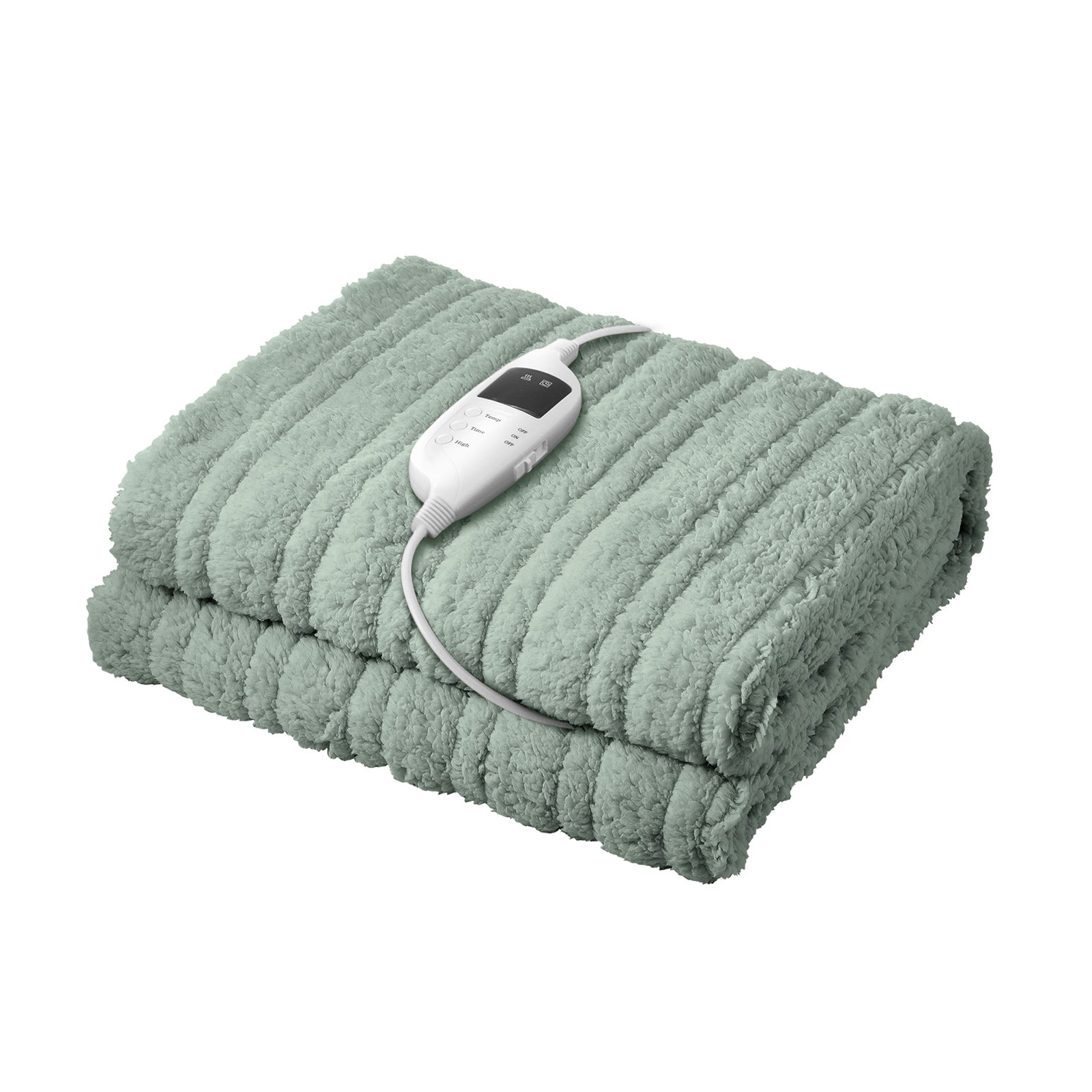 Bedra Electric Heated Blanket Washable Throw Rug Sherpa Coral Fleece Green - Sunyee