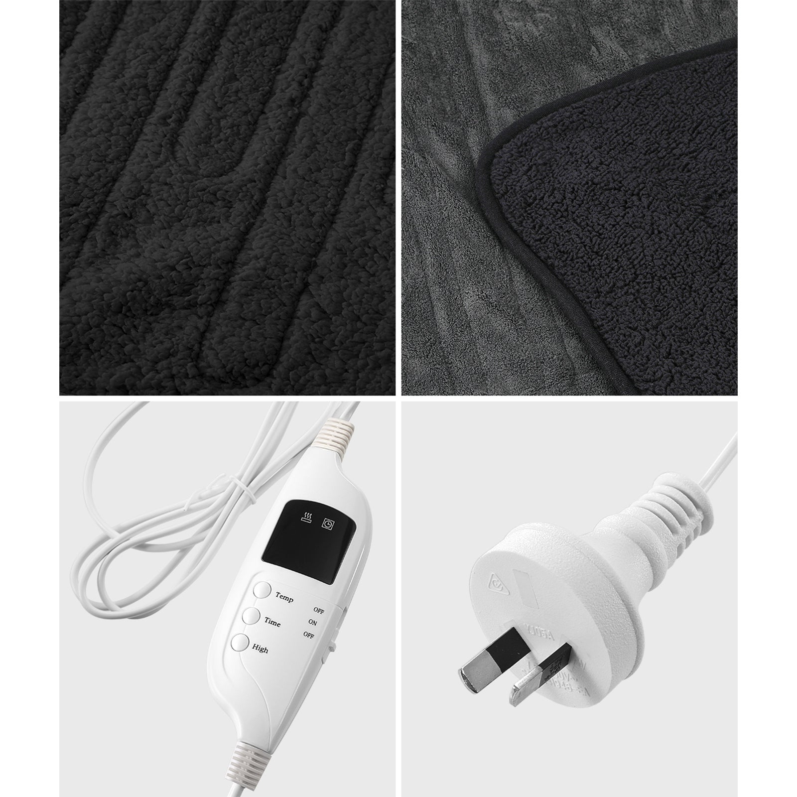 Bedra Electric Heated Blanket Washable Throw Rug Sherpa Coral Fleece Charcoal - Sunyee