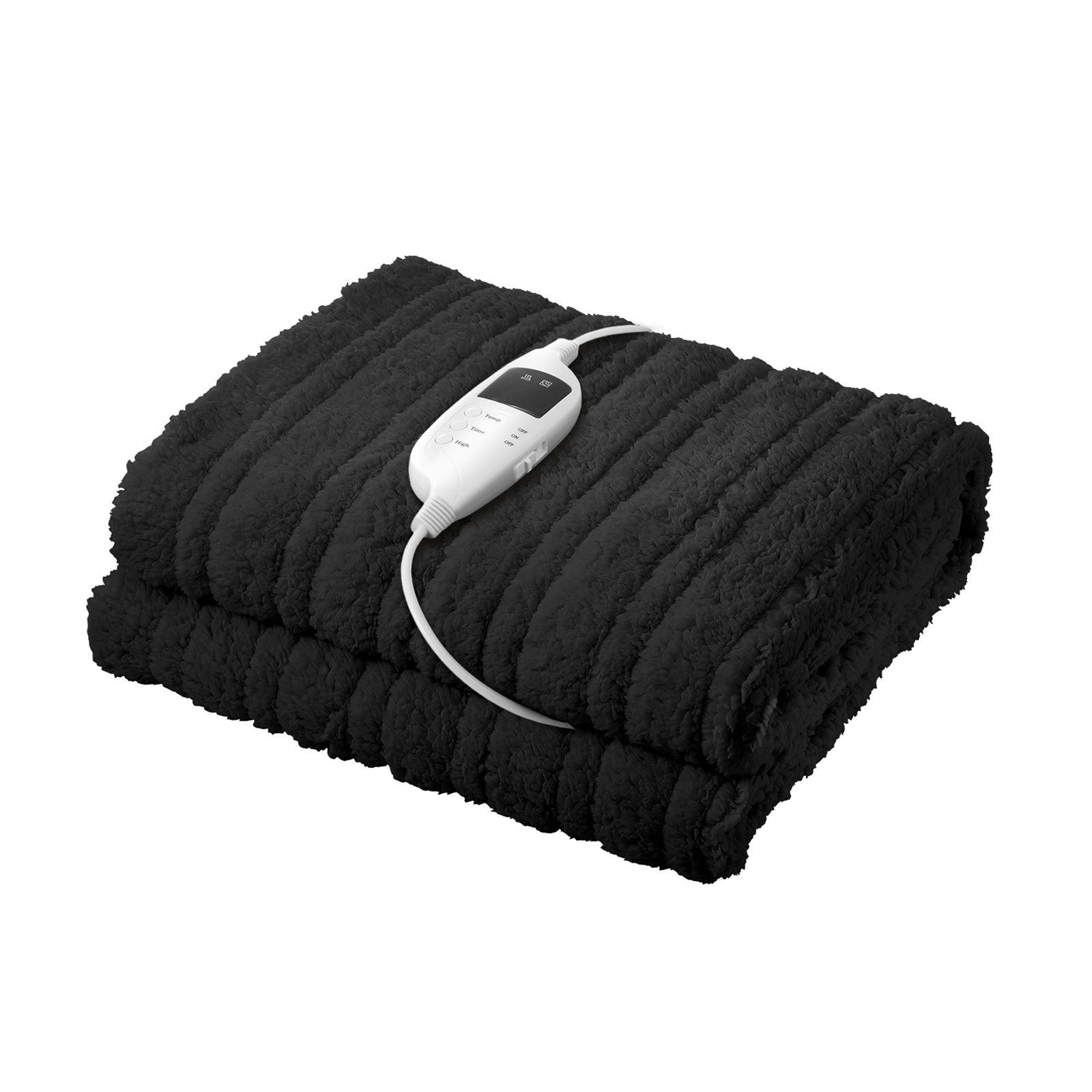 Bedra Electric Heated Blanket Washable Throw Rug Sherpa Coral Fleece Charcoal - Sunyee