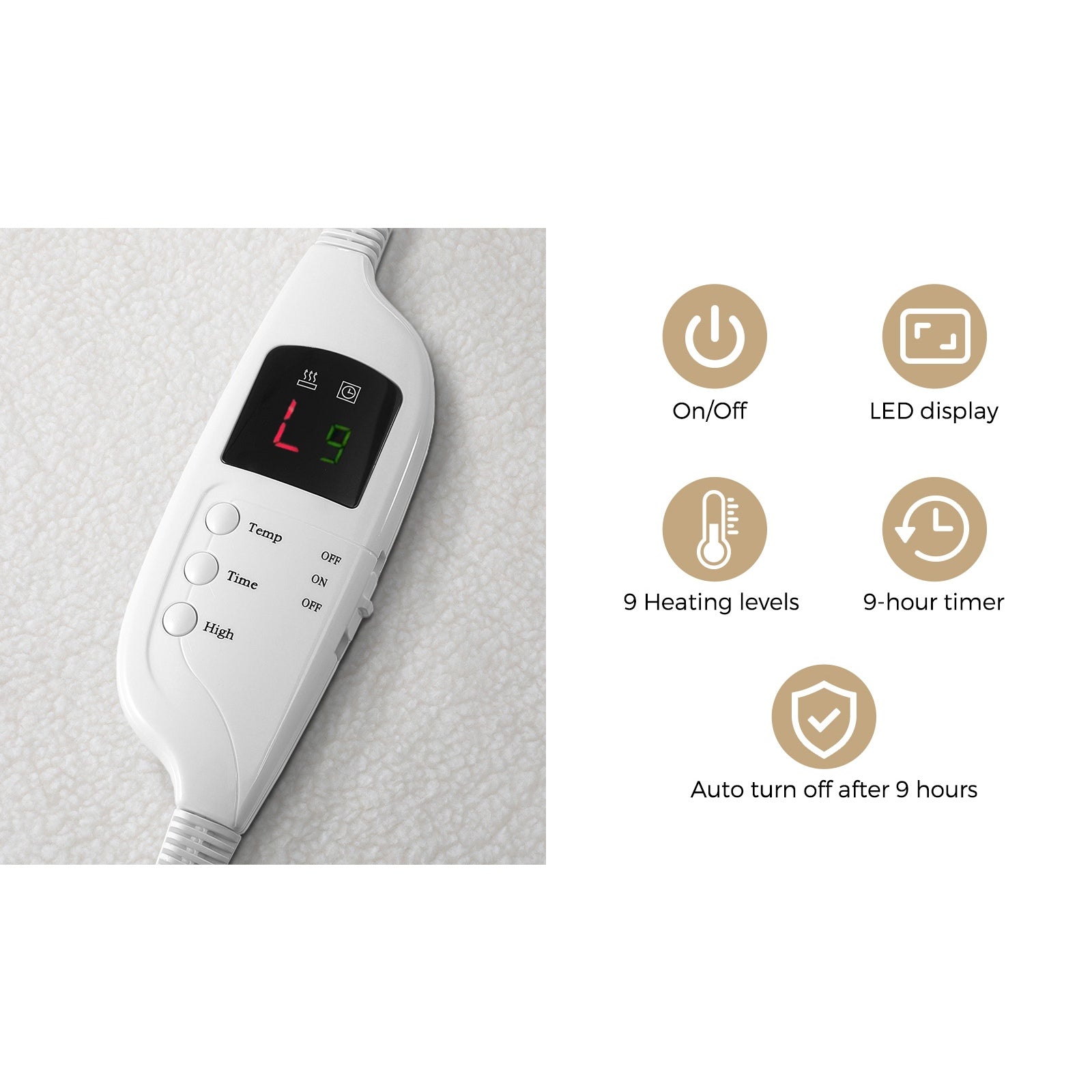 Bedra Electric Blanket Washable Fleece Heated Fully Fitted Winter Pad Double - Sunyee