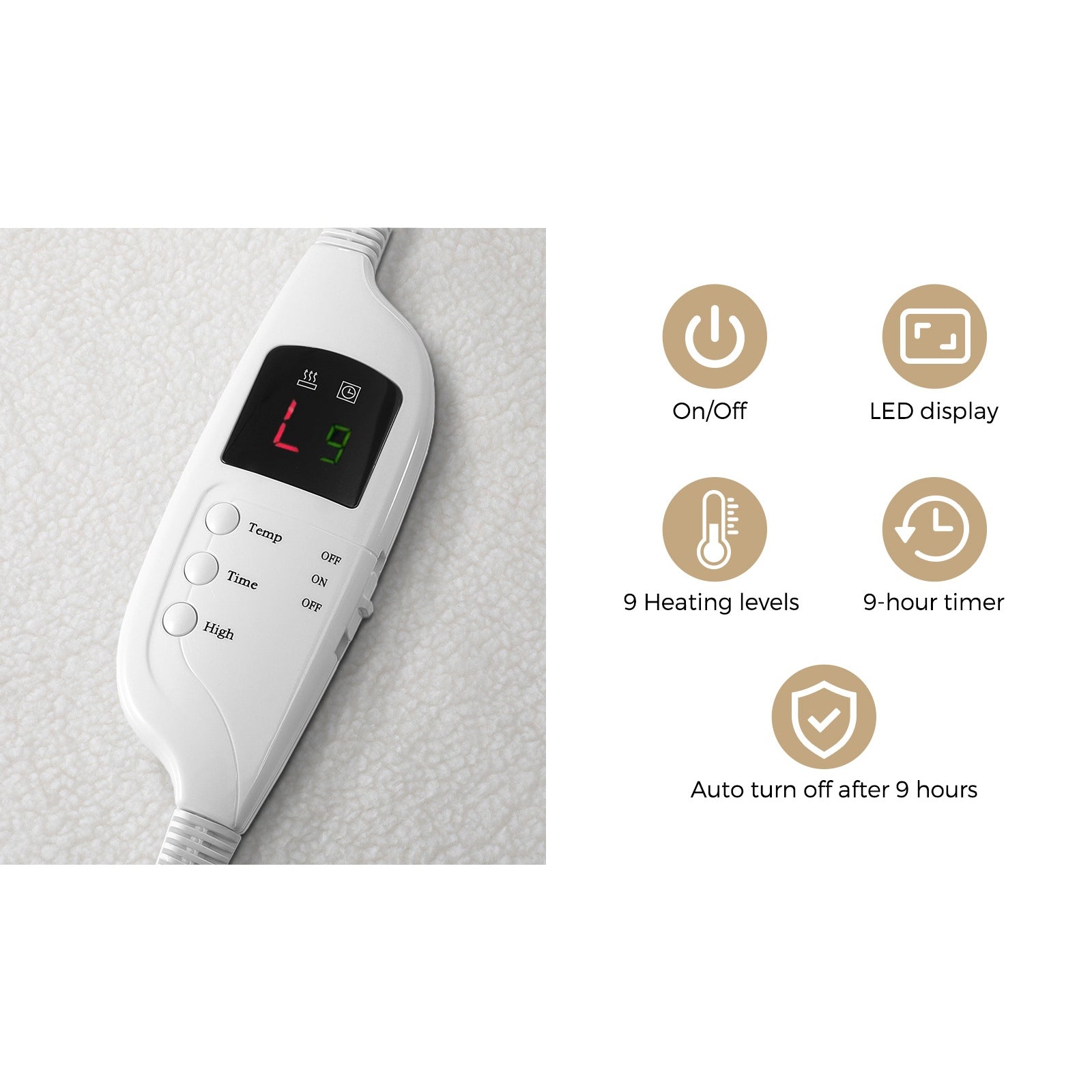 Bedra Electric Blanket Fully Fitted Fleece Heated Winter Underlay King Single - Sunyee