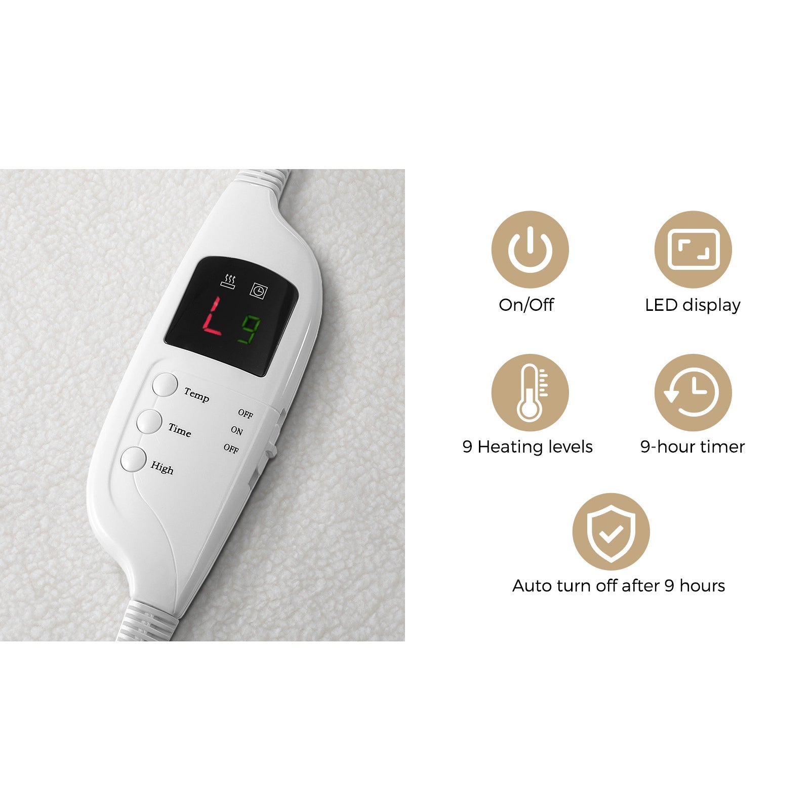 Bedra Electric Blanket Fully Fitted Fleece Heated Winter Underlay All Size - Sunyee
