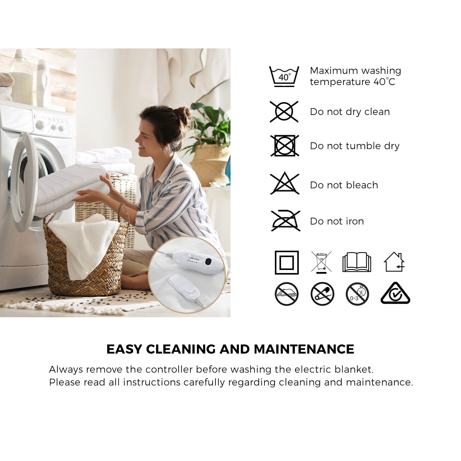 Bedra Electric Blanket Fully Fitted Polyester Heated Winter Underlay All Size - Sunyee