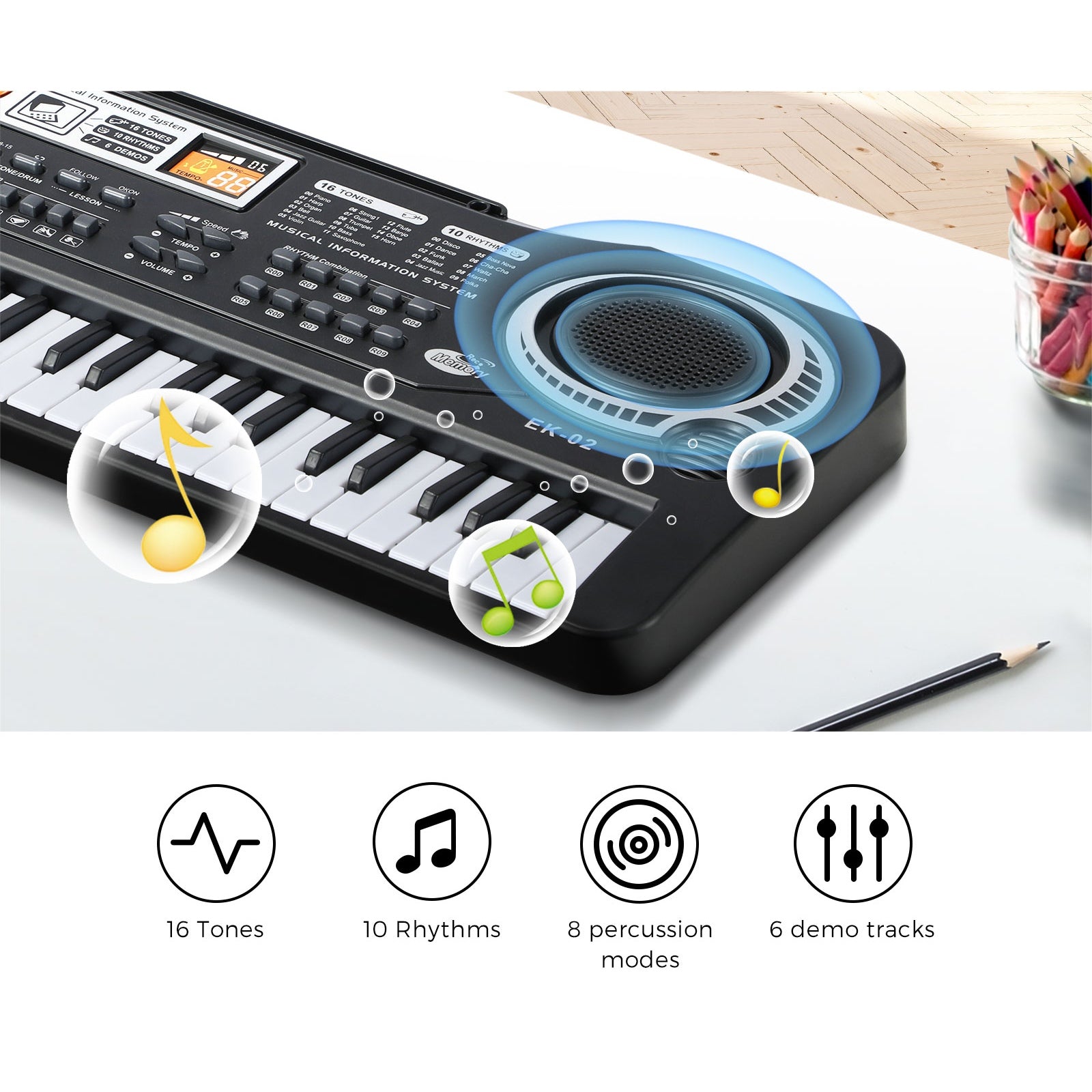 Mazam 61 Keys Piano Keyboard Electronic Musical Kids Toy Gift With Microphone - Sunyee