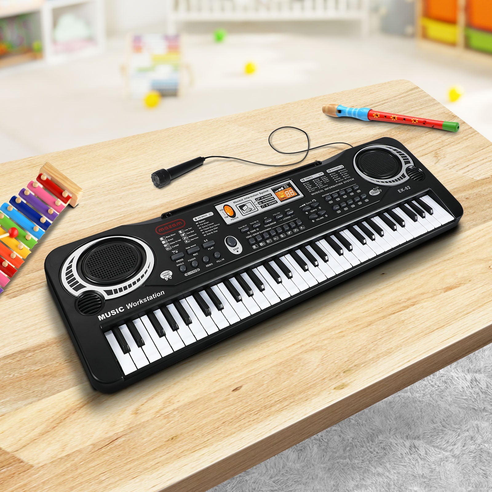 Mazam 61 Keys Piano Keyboard Electronic Musical Kids Toy Gift With Microphone - Sunyee