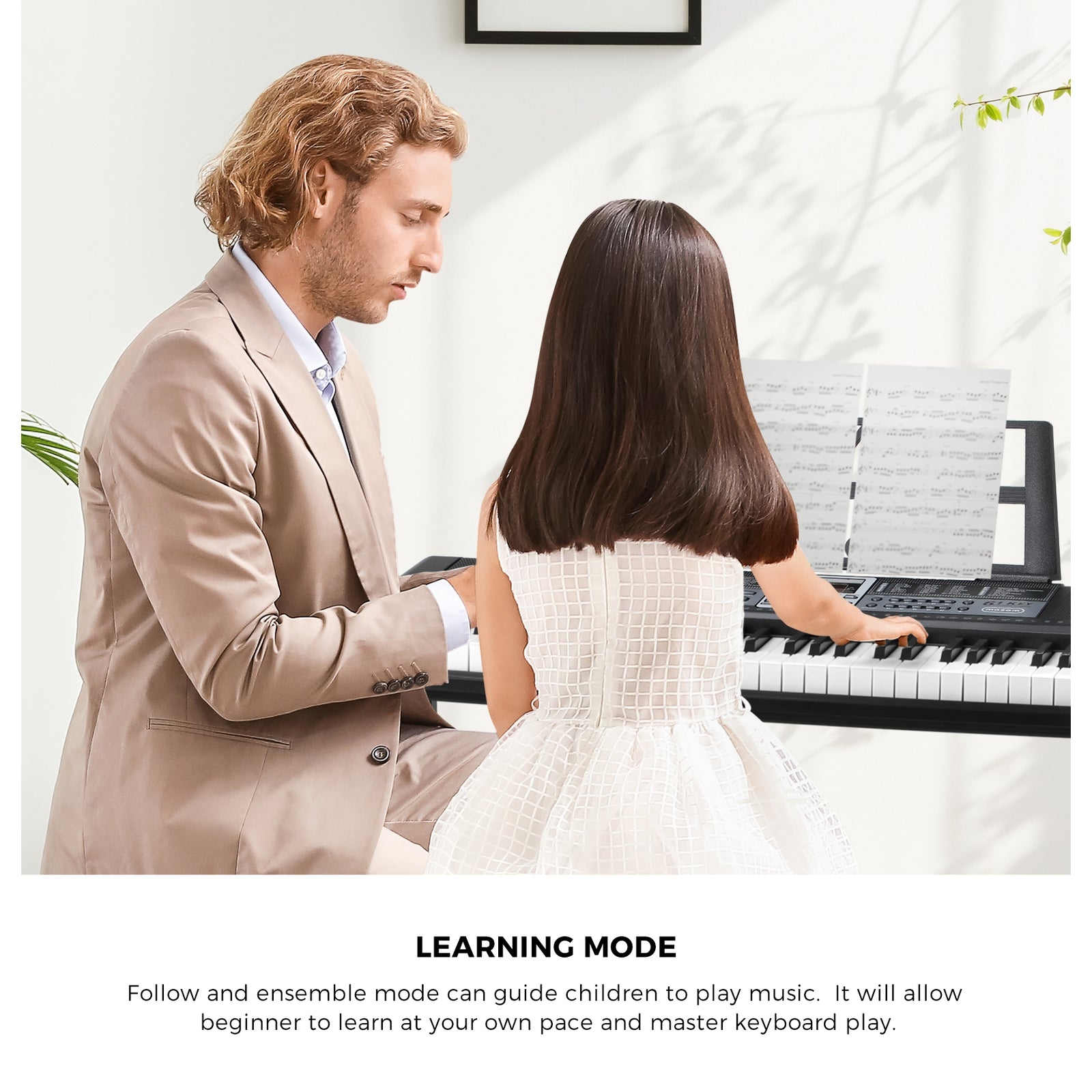 Mazam 61 Keys Electronic Piano Keyboard Lighted Electric Keyboards Holder Stand - Sunyee