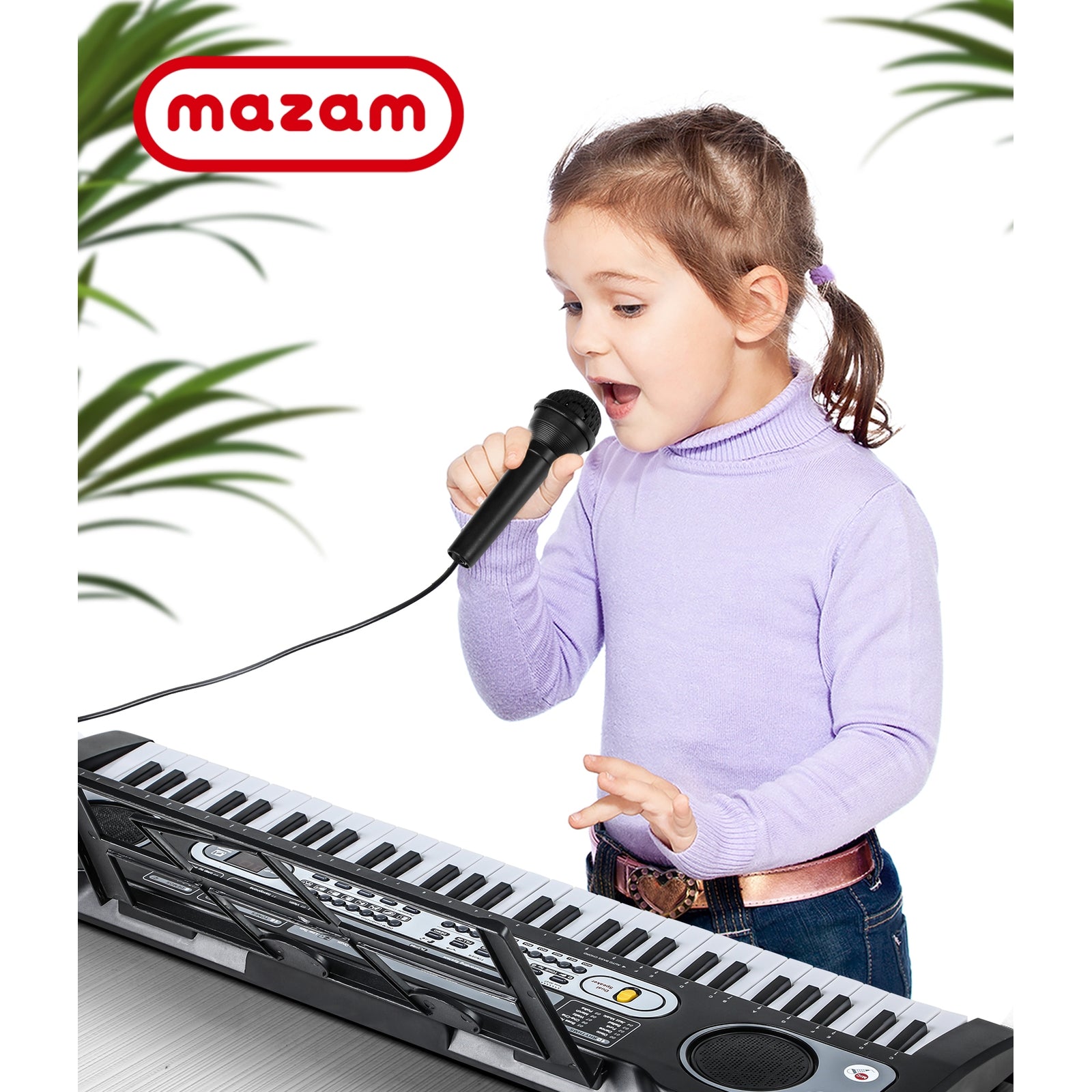 Mazam 61 Keys Piano Keyboard Electronic Musical Toy Gift w/ Microphone Holder - Sunyee