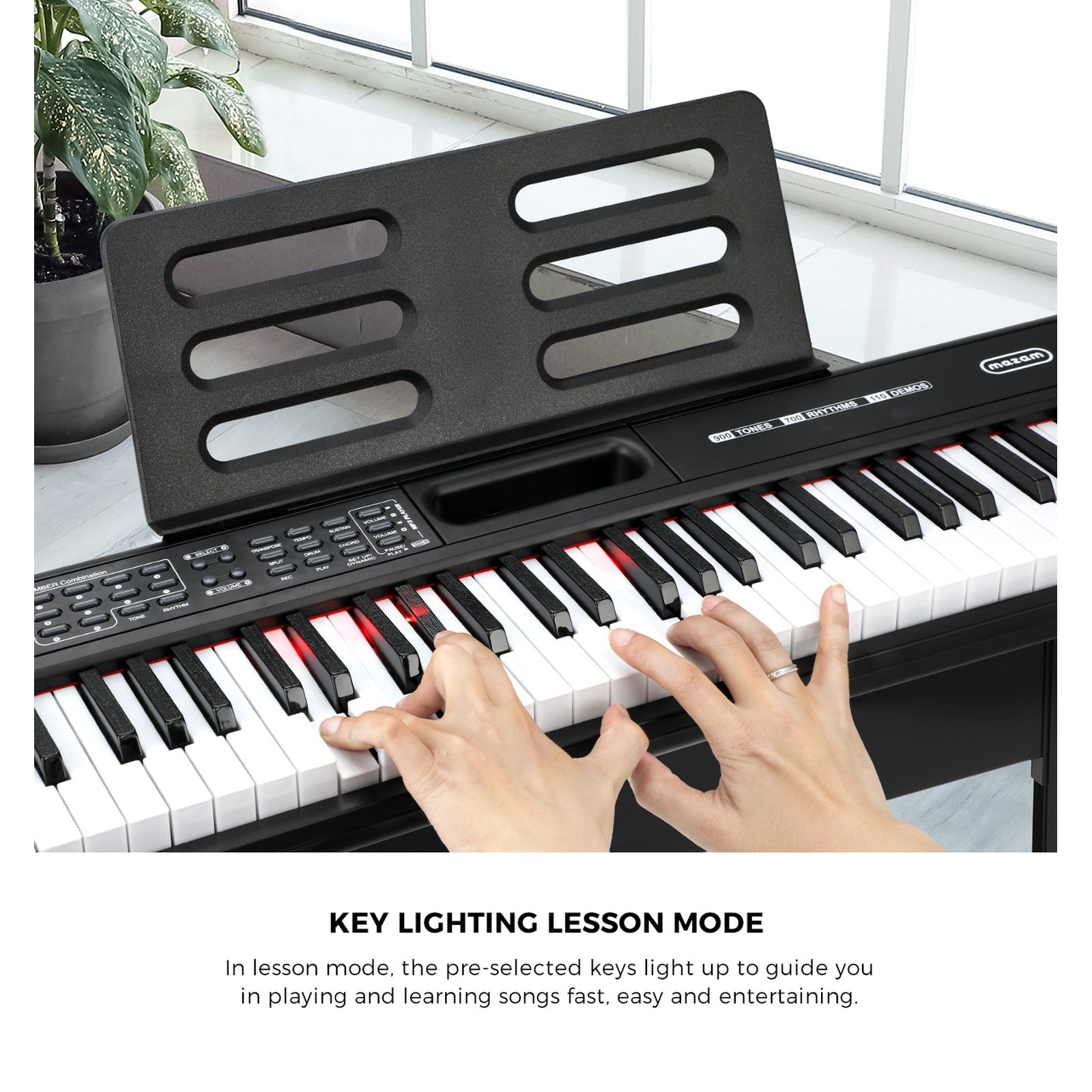 Mazam 88 Keys Electronic Piano Keyboard Portable Lighted Electric Keyboards - Sunyee