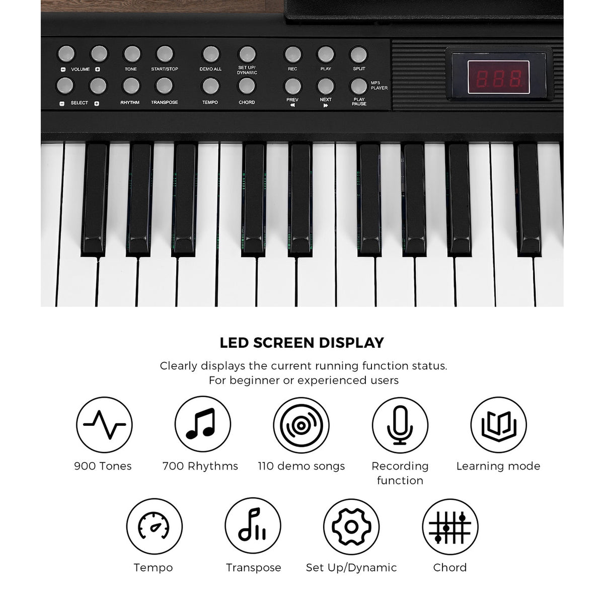Mazam Foldable 88 Key Digital Piano Electronic Keyboard Bluetooth Sustain Pedal