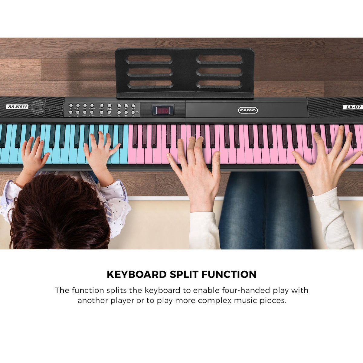 Mazam Foldable 88 Key Digital Piano Electronic Keyboard Bluetooth Sustain Pedal