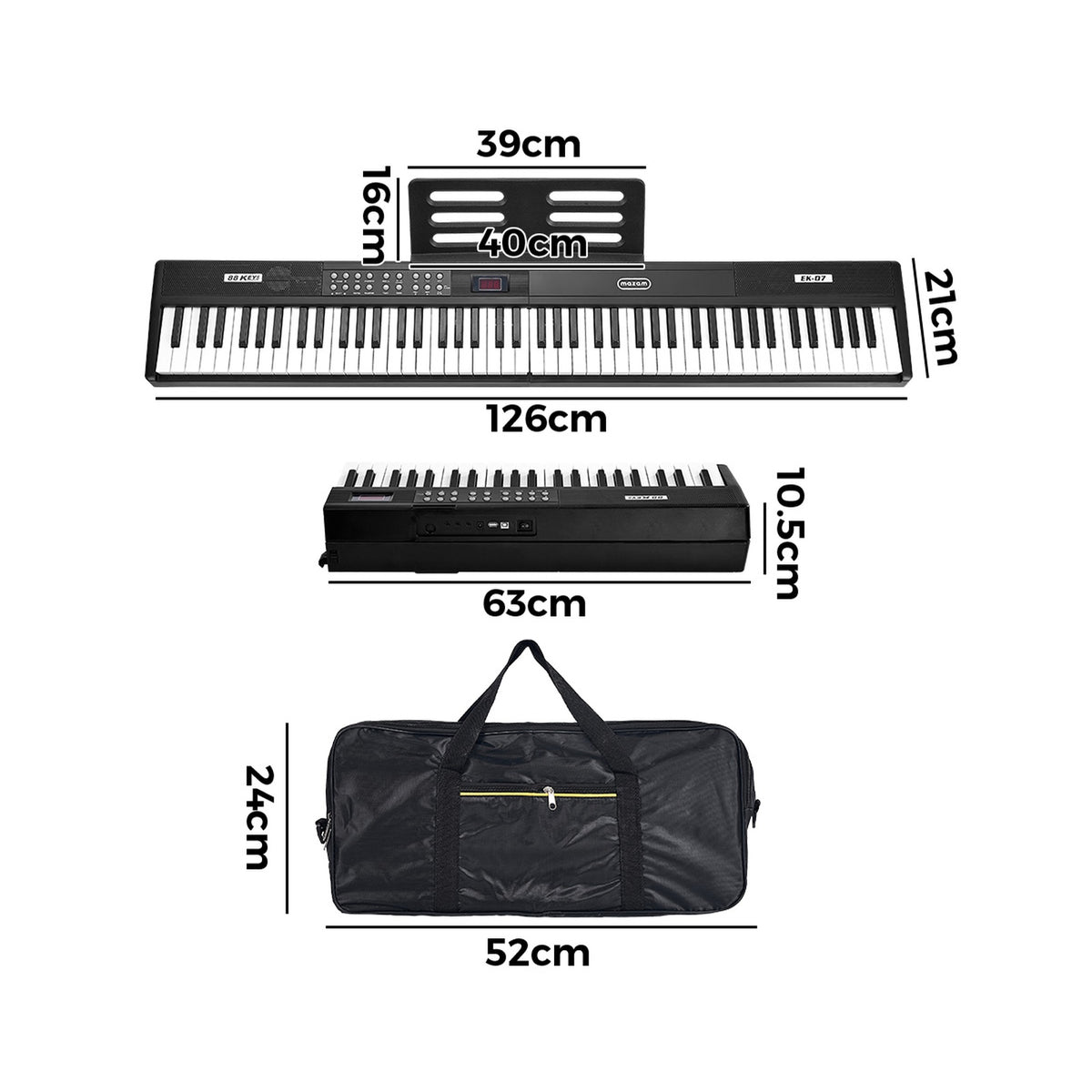 Mazam Foldable 88 Key Digital Piano Electronic Keyboard Bluetooth Sustain Pedal
