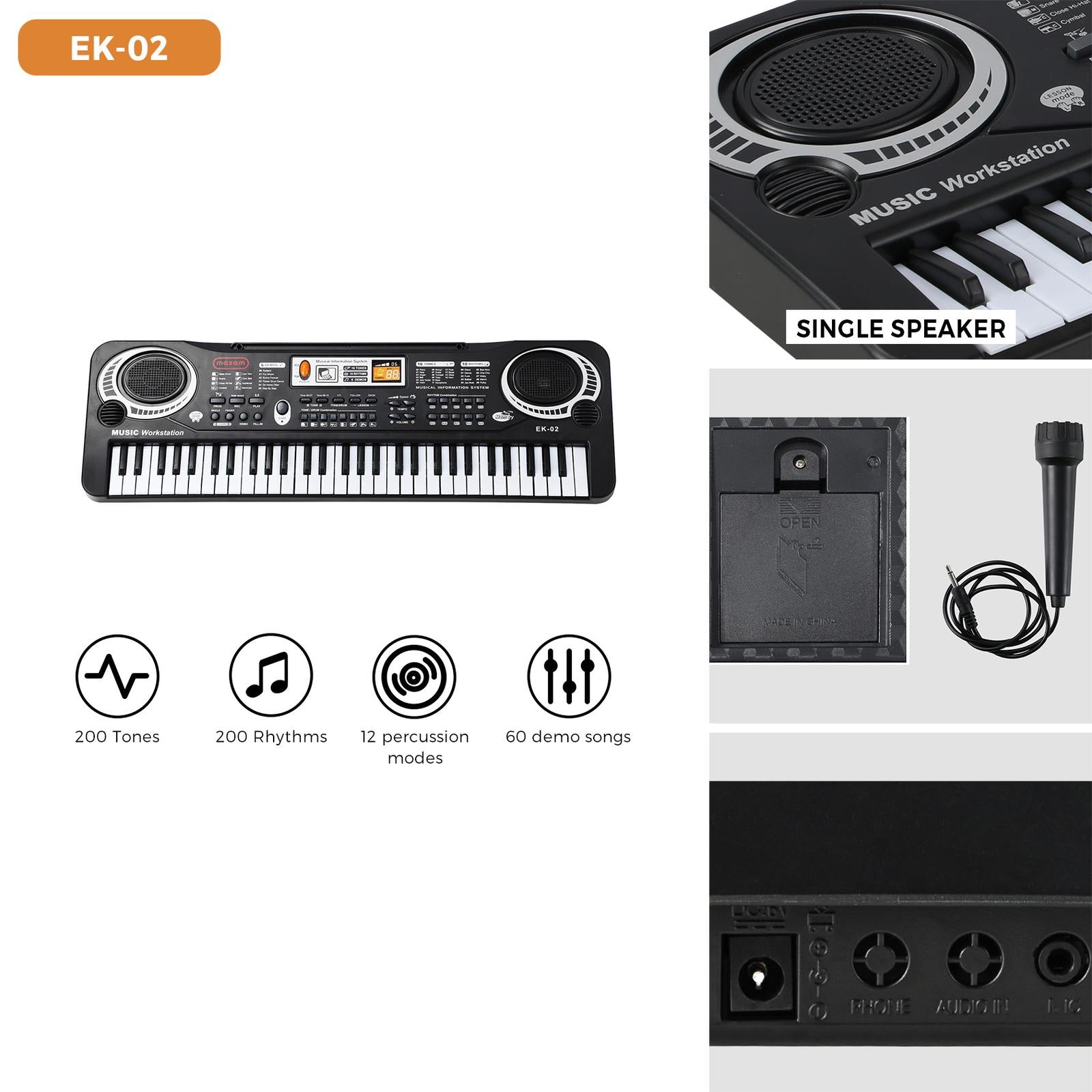 Mazam 61 Keys Electronic Piano Keyboard Electric Keyboards Musical Kids Toy Gift - Sunyee