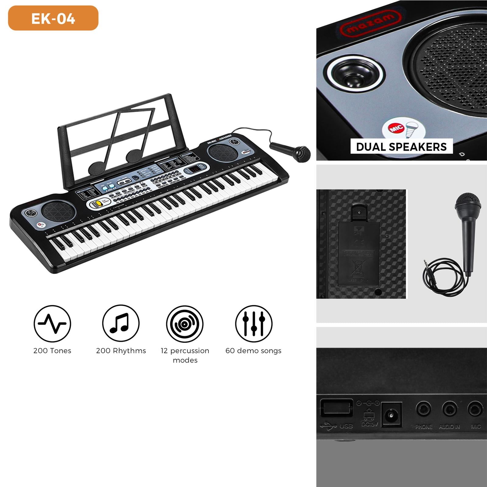 Mazam 61 Keys Electronic Piano Keyboard Electric Keyboards Musical Kids Toy Gift - Sunyee