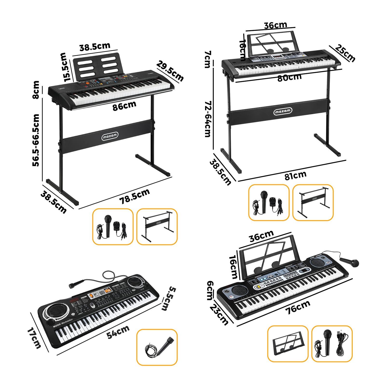 Mazam 61 Keys Electronic Piano Keyboard Electric Keyboards Musical Kids Toy Gift - Sunyee