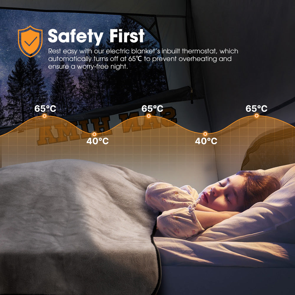 San Hima 12V Electric Blanket with Controller Washable Throw Rug Travel Camping - Sunyee