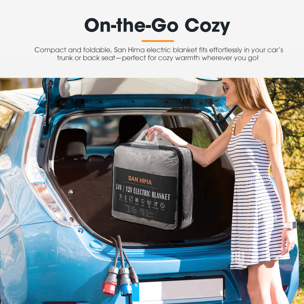 San Hima 12V Electric Blanket with Controller Washable Throw Rug Travel Camping - Sunyee