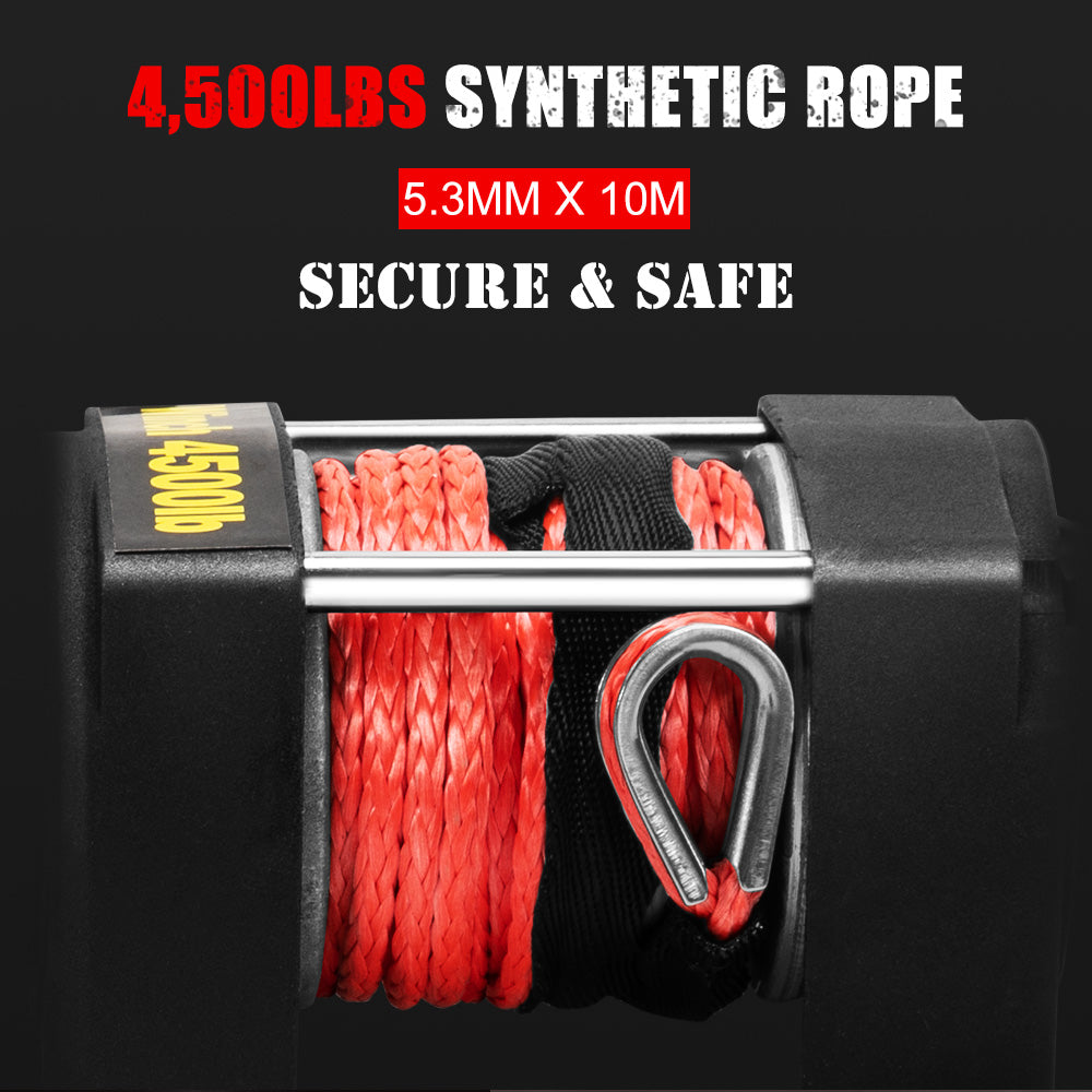 FIERYRED Electric Winch 4500LBS/2045kg 12V Synthetic Rope - Sunyee