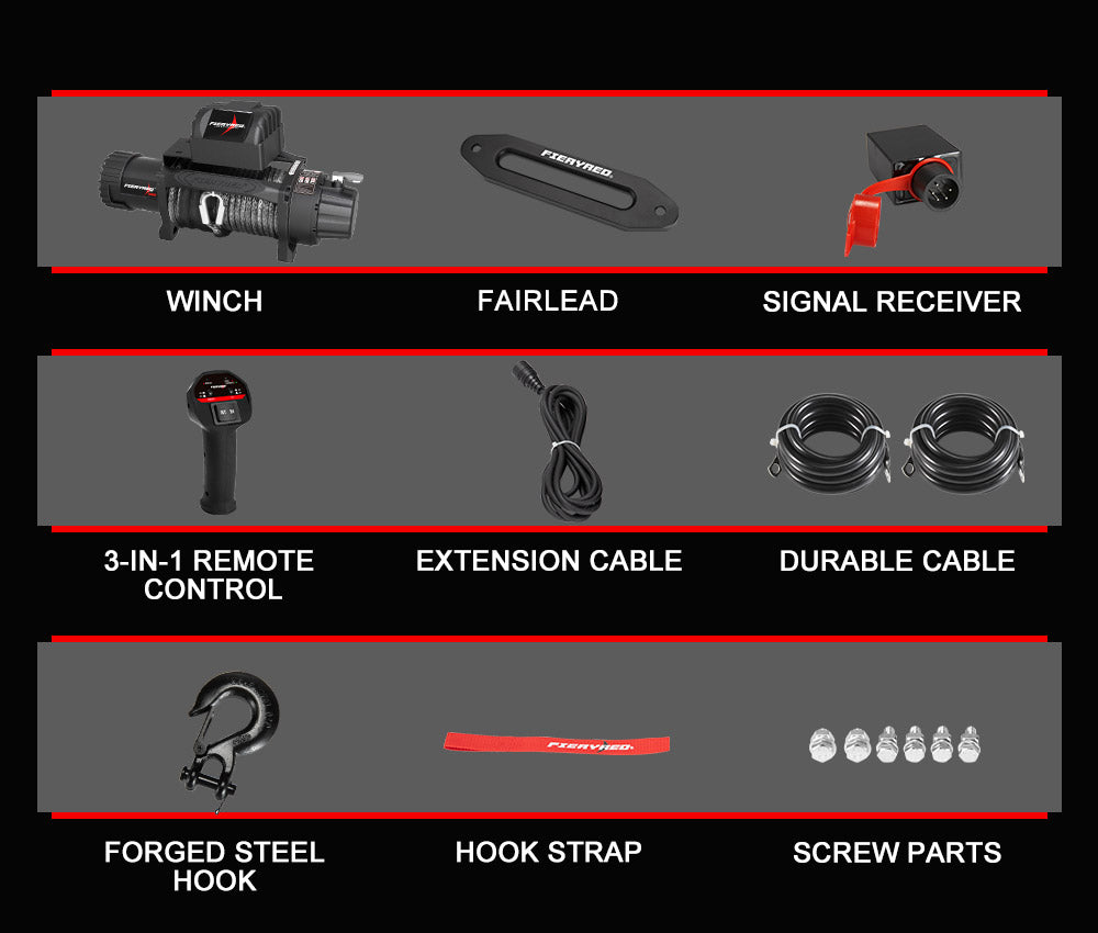 13000LBS 12V Synthetic Rope Electric Winch - Sunyee